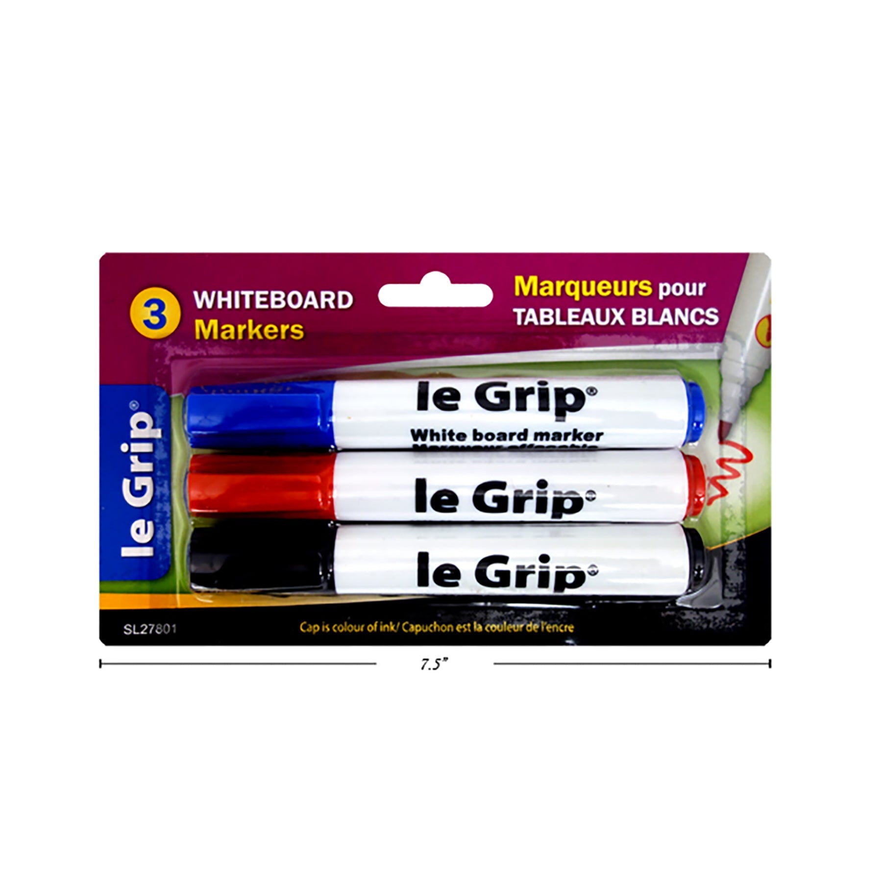 Le Grip 3 Whiteboard Markers Blue, Red and Black