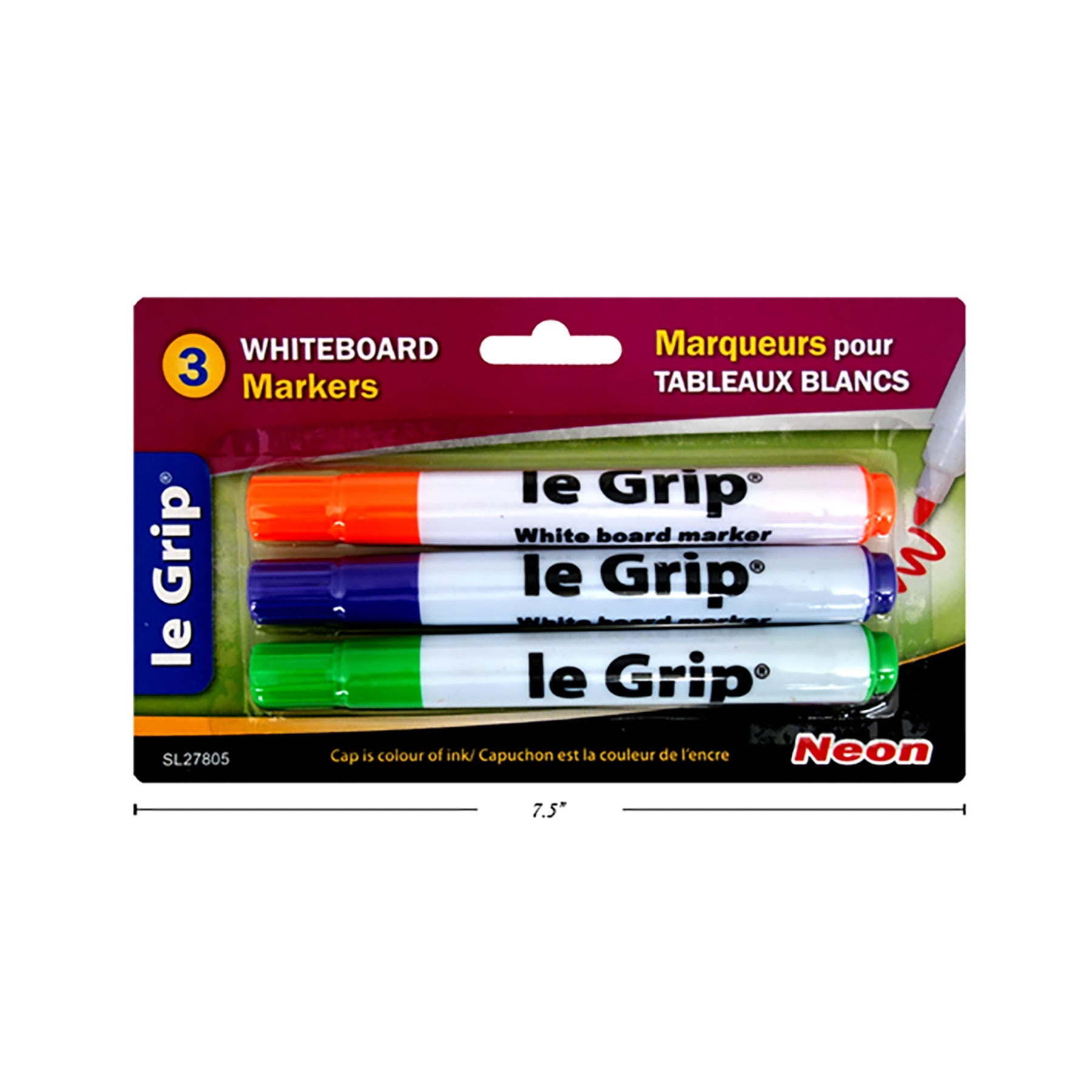 Le Grip 3 Whiteboard Markers Neon