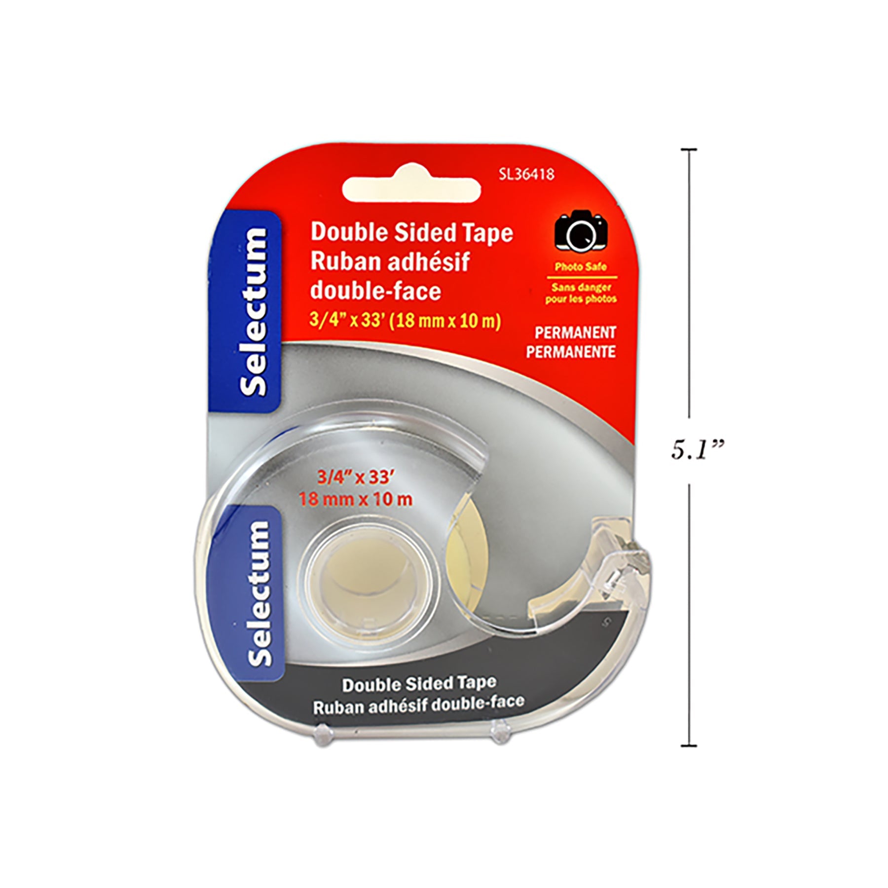 Selectum Adhesive Tape Double-sided with Dispenser Photo Safe 0.75x3.93in