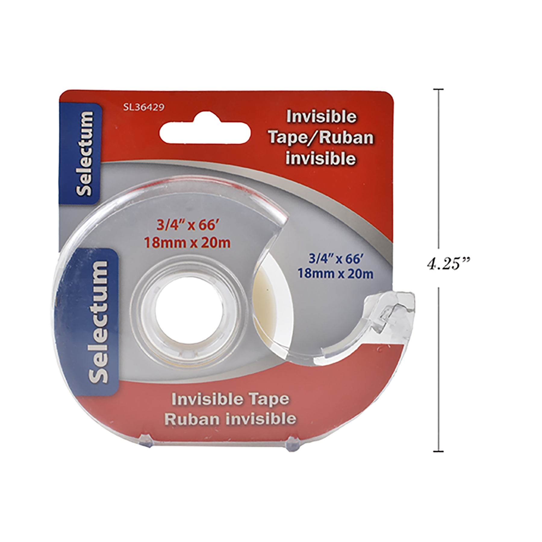 Selectum Adhesive Tape Invisible with Dispenser 0.75x66in