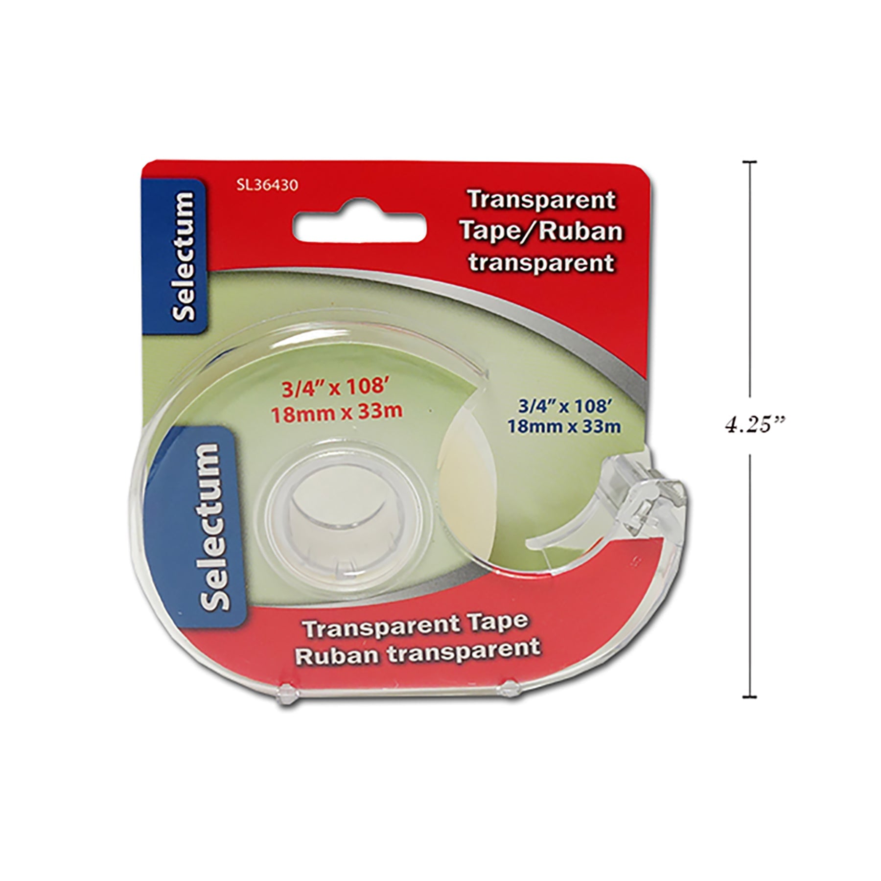 Selectum Adhesive Tape Transparent with Dispenser 0.75x108in