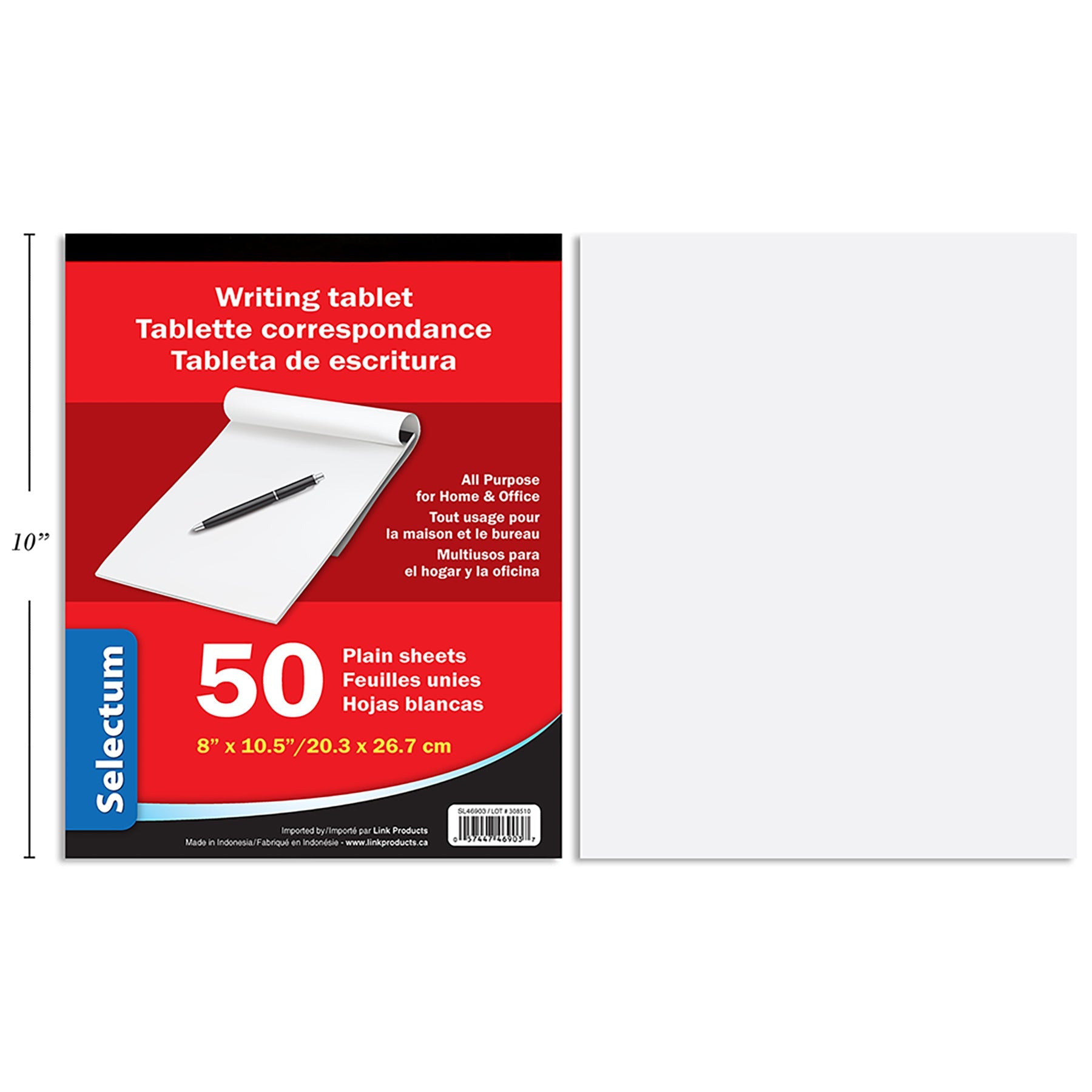 Selectum Writing Tablet 50 Plain Sheets 8x10.5in