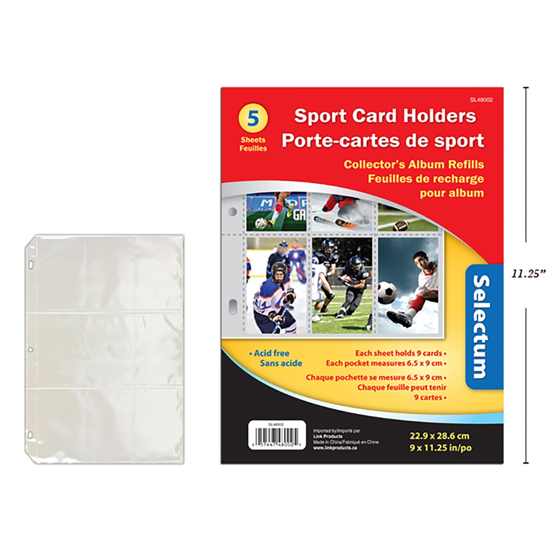 Selectum 5 Sports Card Sheet Holders Plastic 9x11.25in