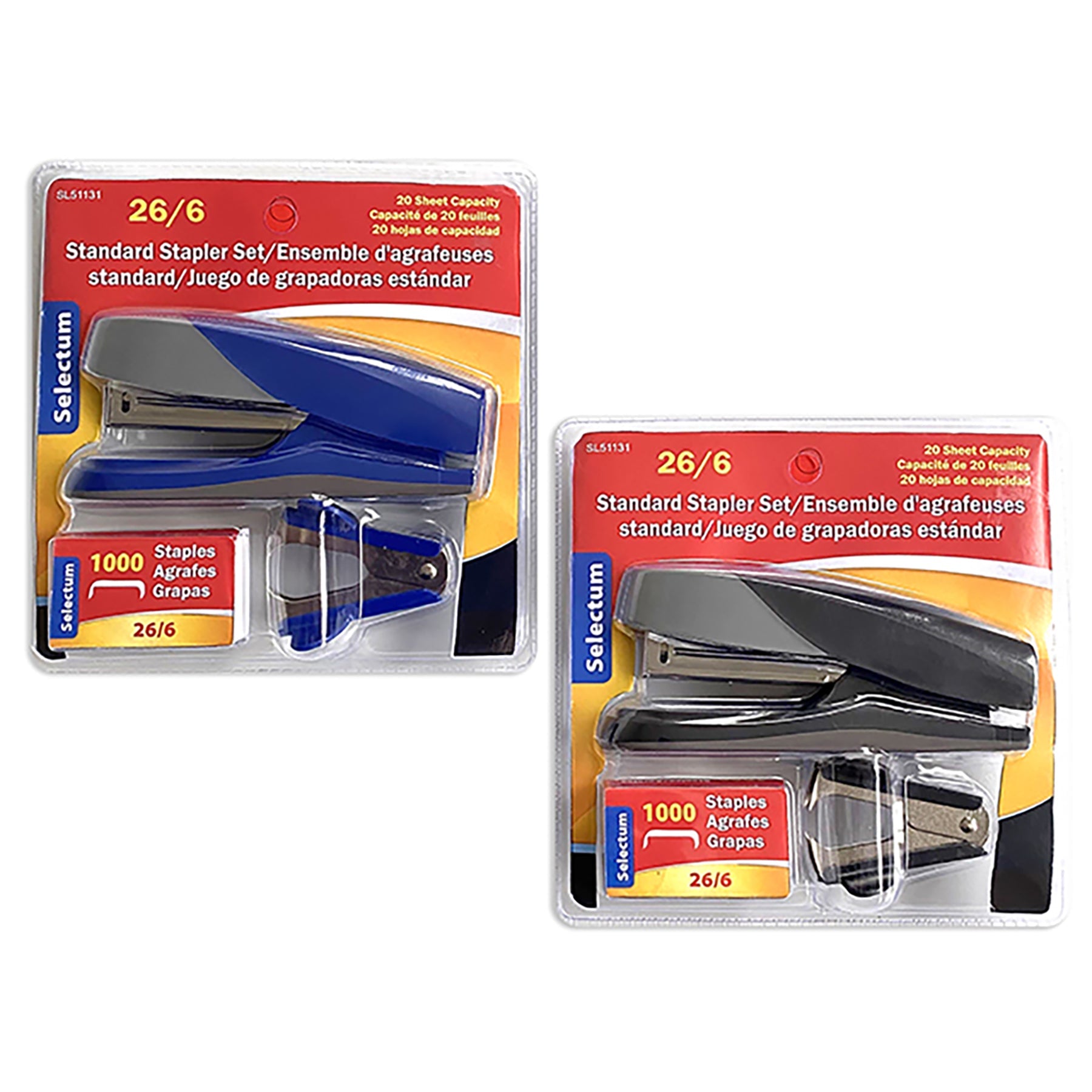 Selectum Standard Stapler Set with Remover and 1000 Staples 26/6