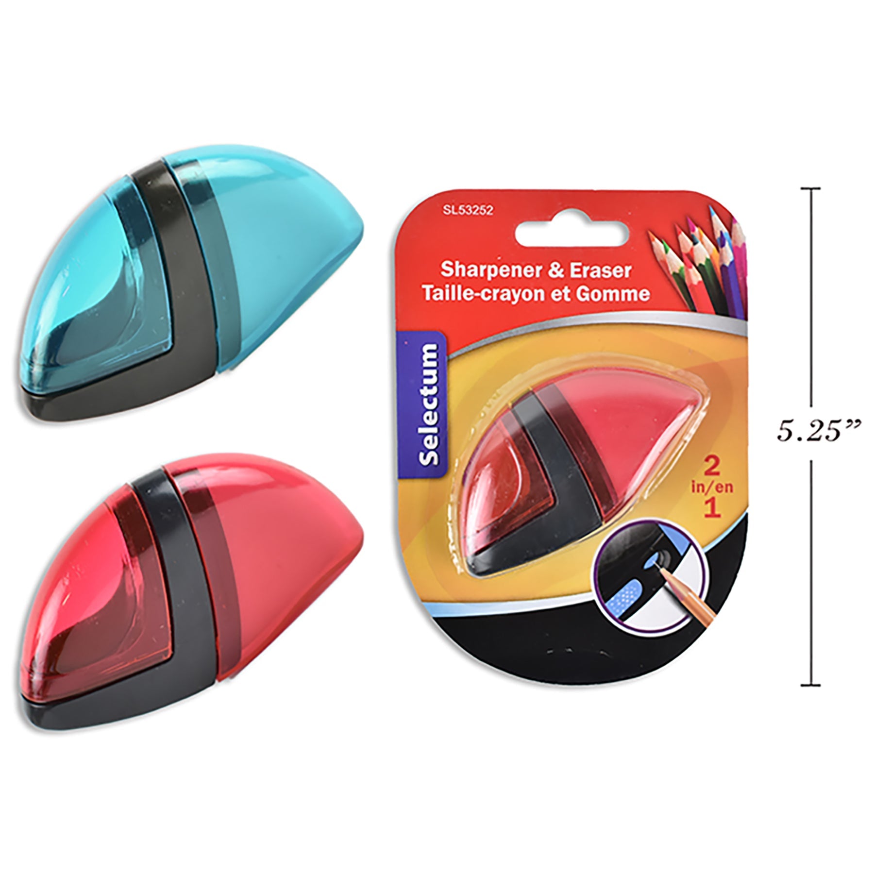 Selectum Sharpener and Eraser 2 in 1 with Receptacle 2.8x1.5in