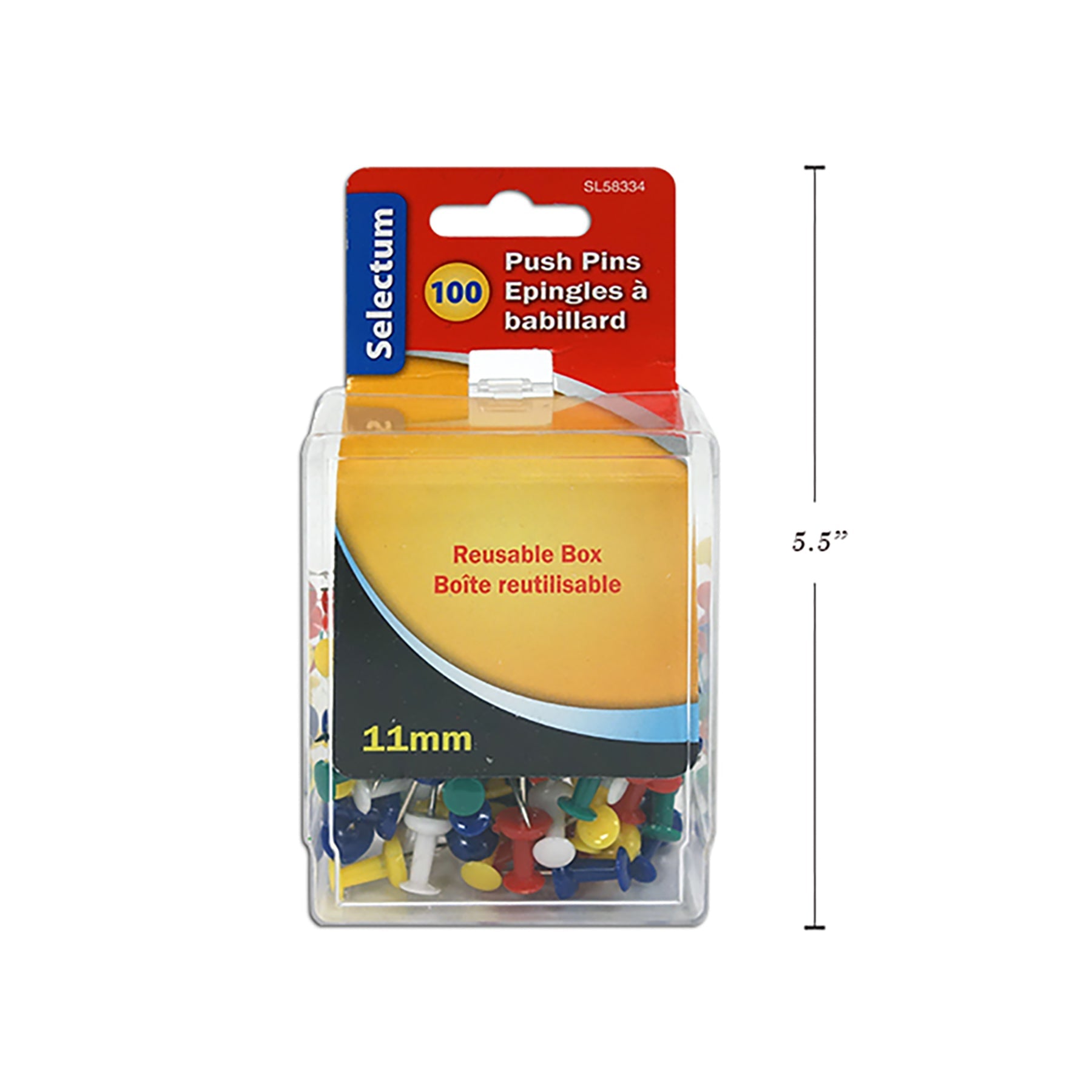 Selectum 100 Push Pins Assorted Color 0.43in