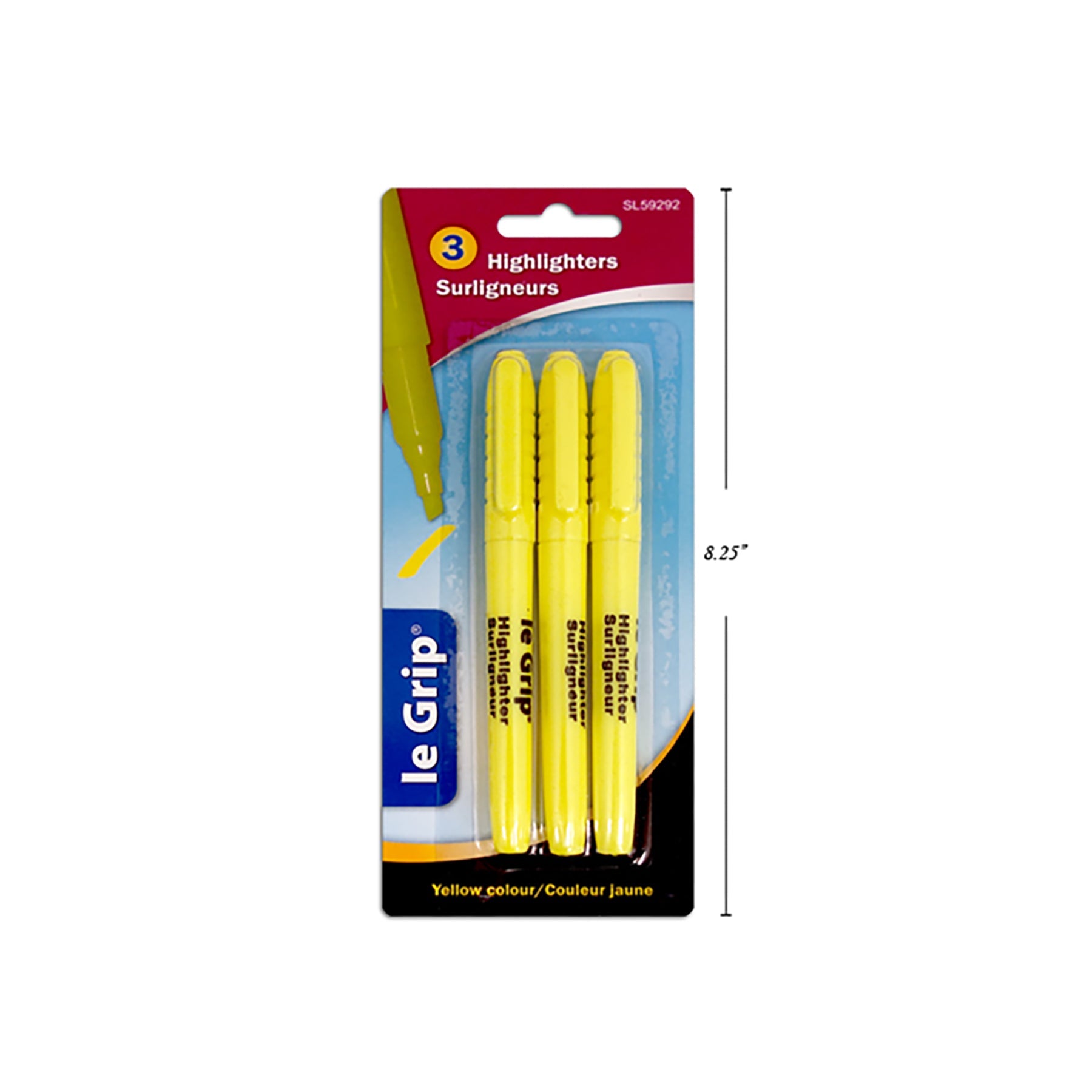 Le Grip 3 Highlighters Yellow