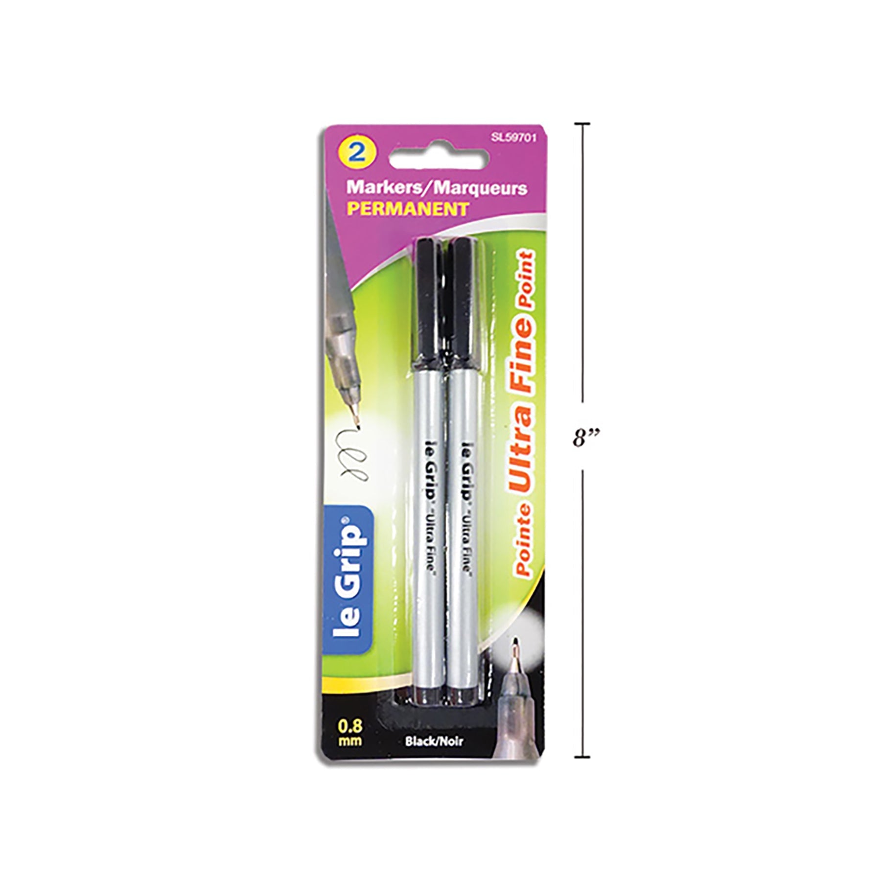 Le Grip 2 Permament Markers Ultra Fine Metal Tip Black 0.8mm