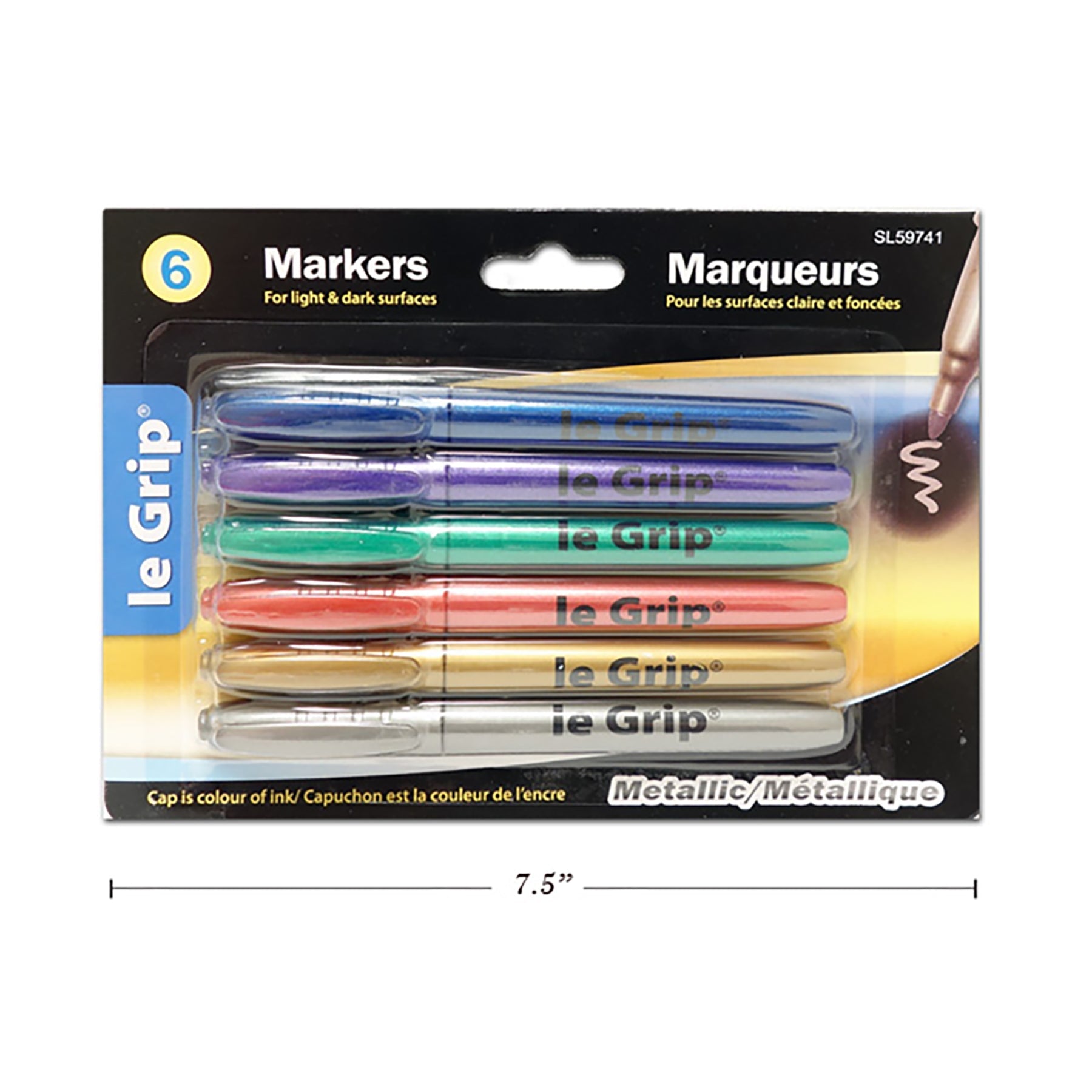 Le Grip 6 Markers Metallic Ink Broad Tip