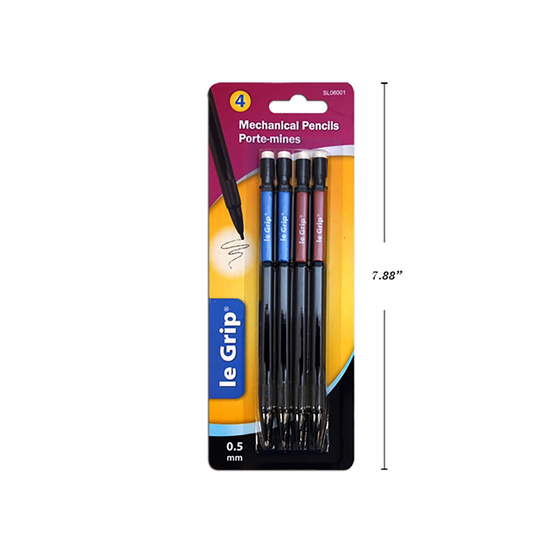 Le Grip 4 Mechanical Pencils with Eraser 0.5mm