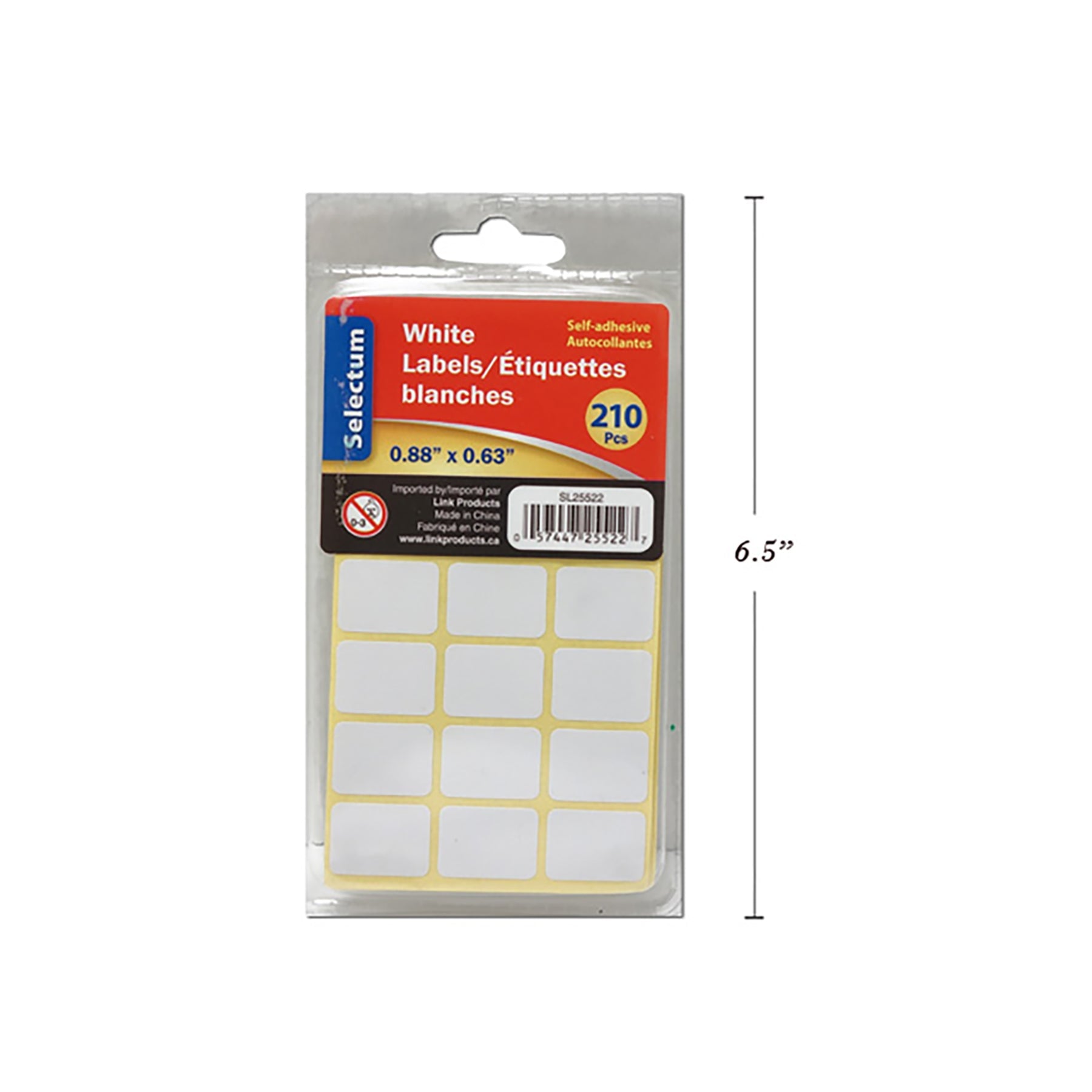 Selectum 210 Labels White 0.88x0.63in each