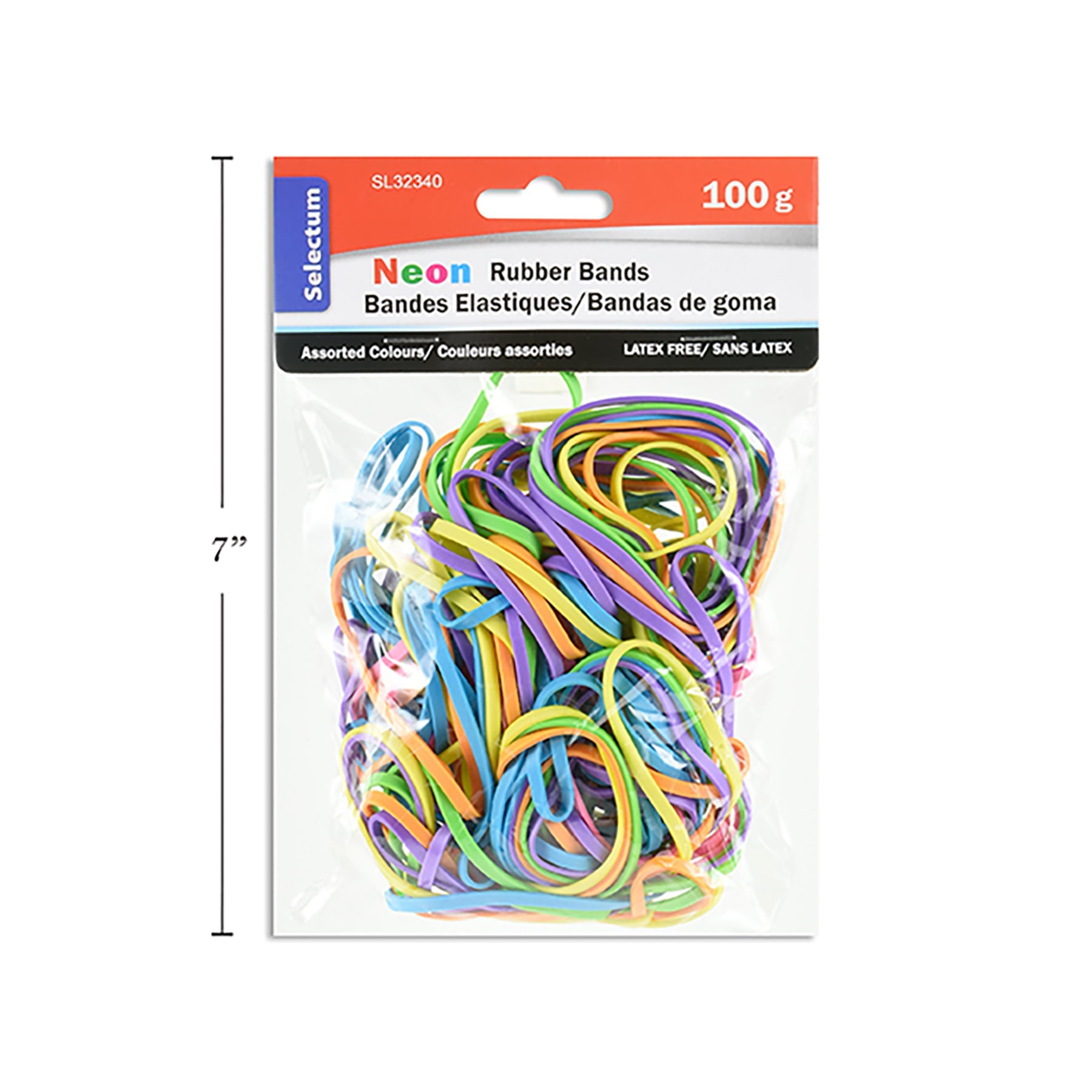 Selectum Rubber Bands Latex Free Neon Color 3.5oz