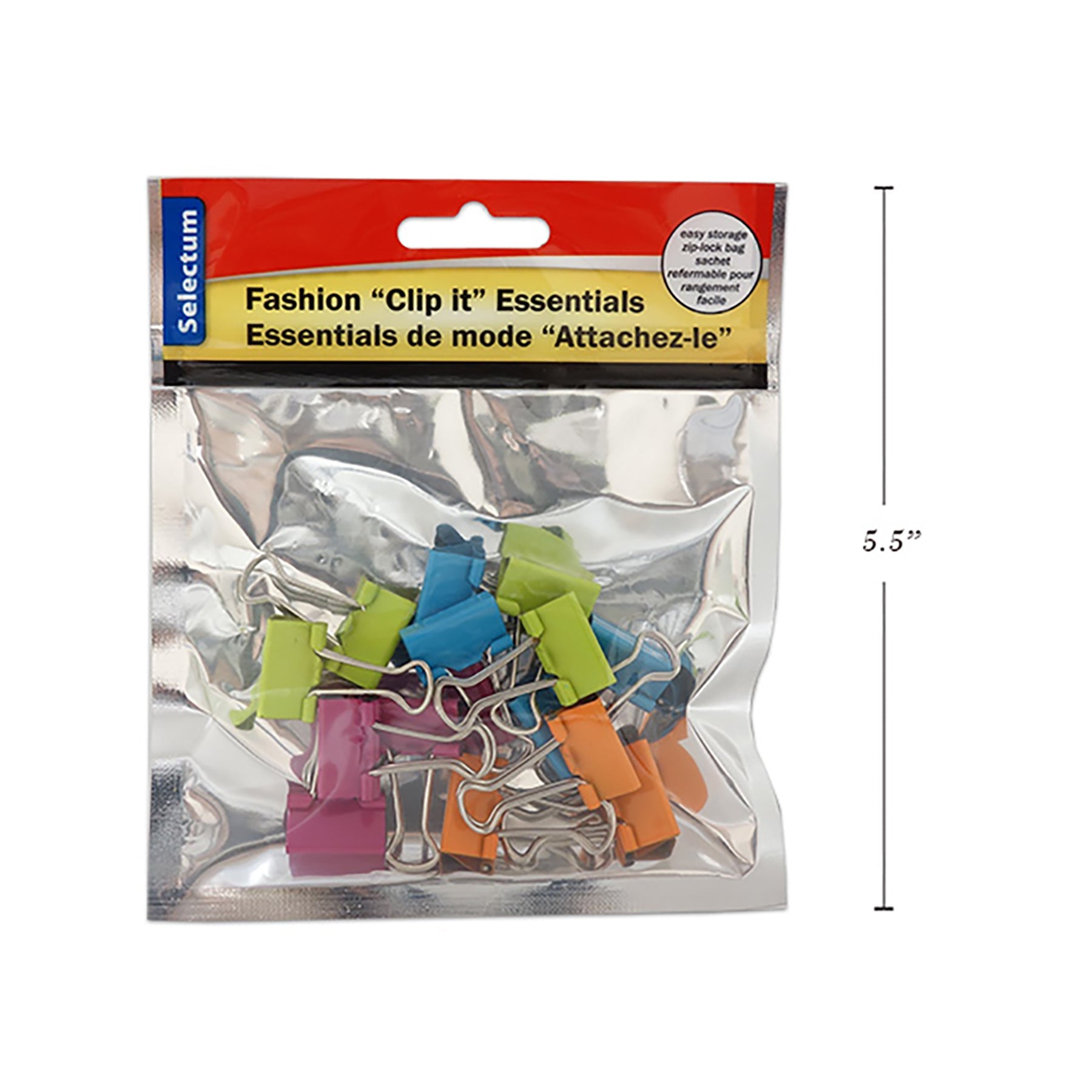 Selectum 15 Foldback Clips Assorted Colors 0.75in