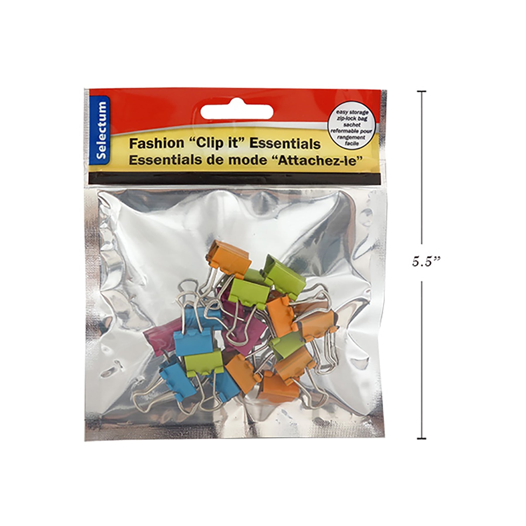 Selectum 18 Foldback Clips Assorted Colors 0.6in