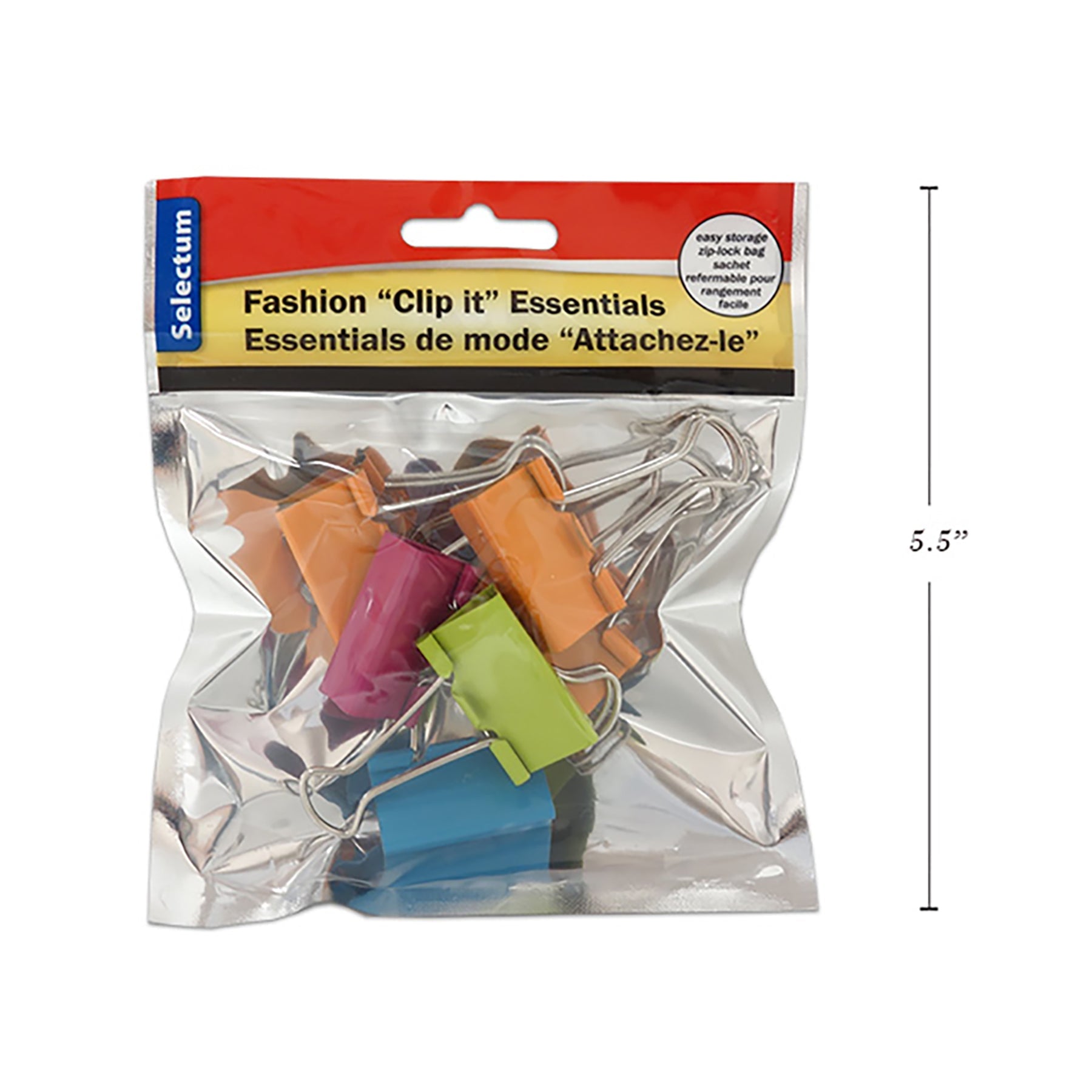 Selectum 6 Foldback Clips Assorted Colors 1.25in