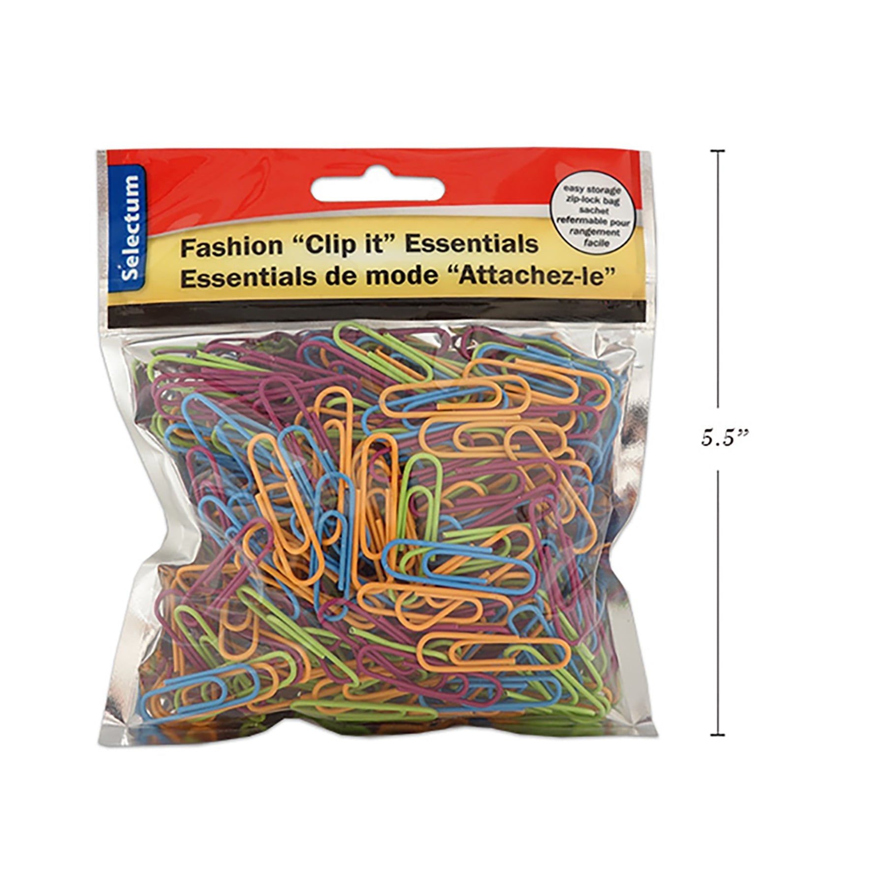 Selectum 240 Paper Clips Assorted Colors 1.25in