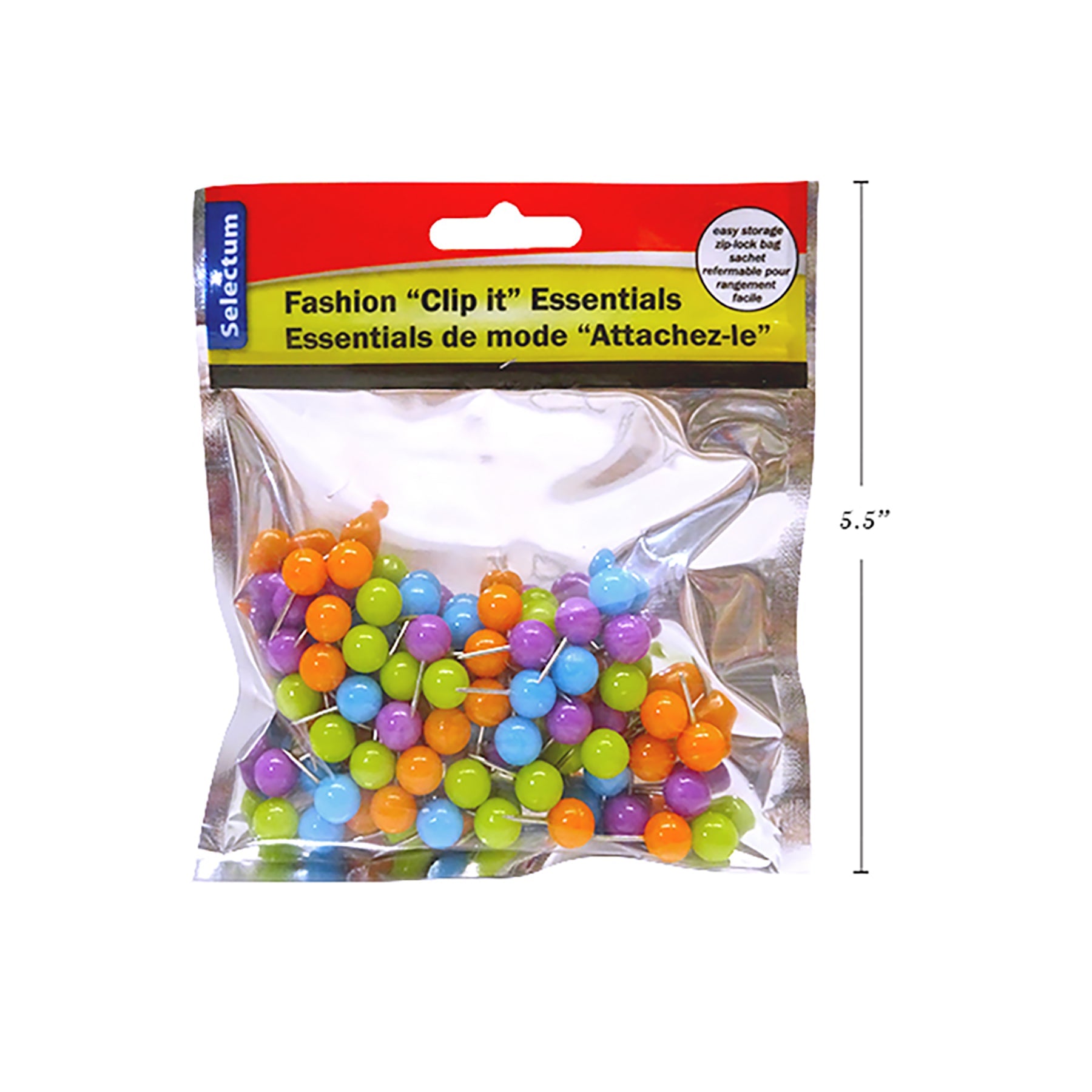 Selectum 80 Push Pins Round Assorted Colors