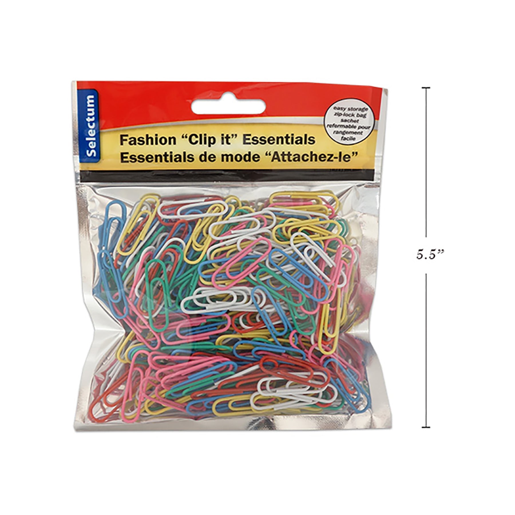 Selectum 250 Paper Clips Assorted Colors 1.1in