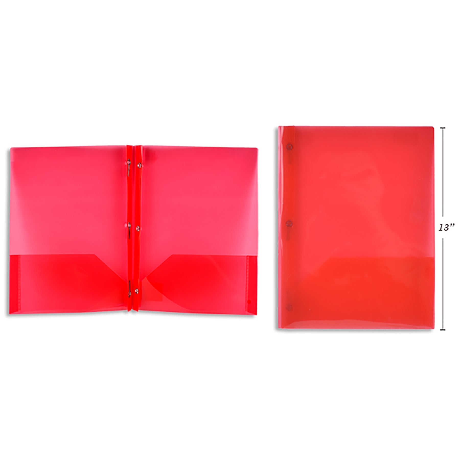 Portfolio Translucent Plastic with 2 Pockets Red 8.5x11.25in