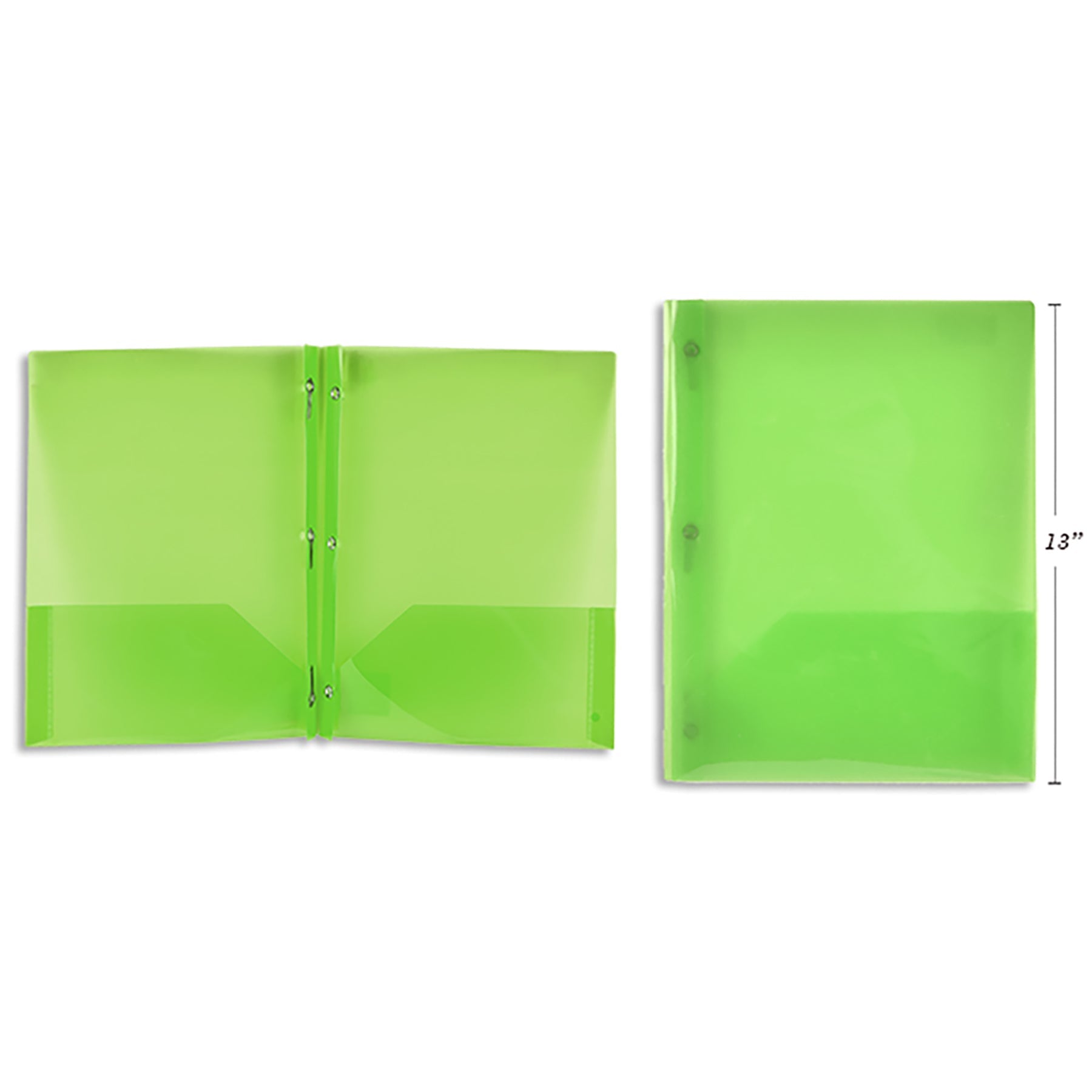 Portfolio Translucent Plastic with 2 Pockets Green 8.5x11.25in