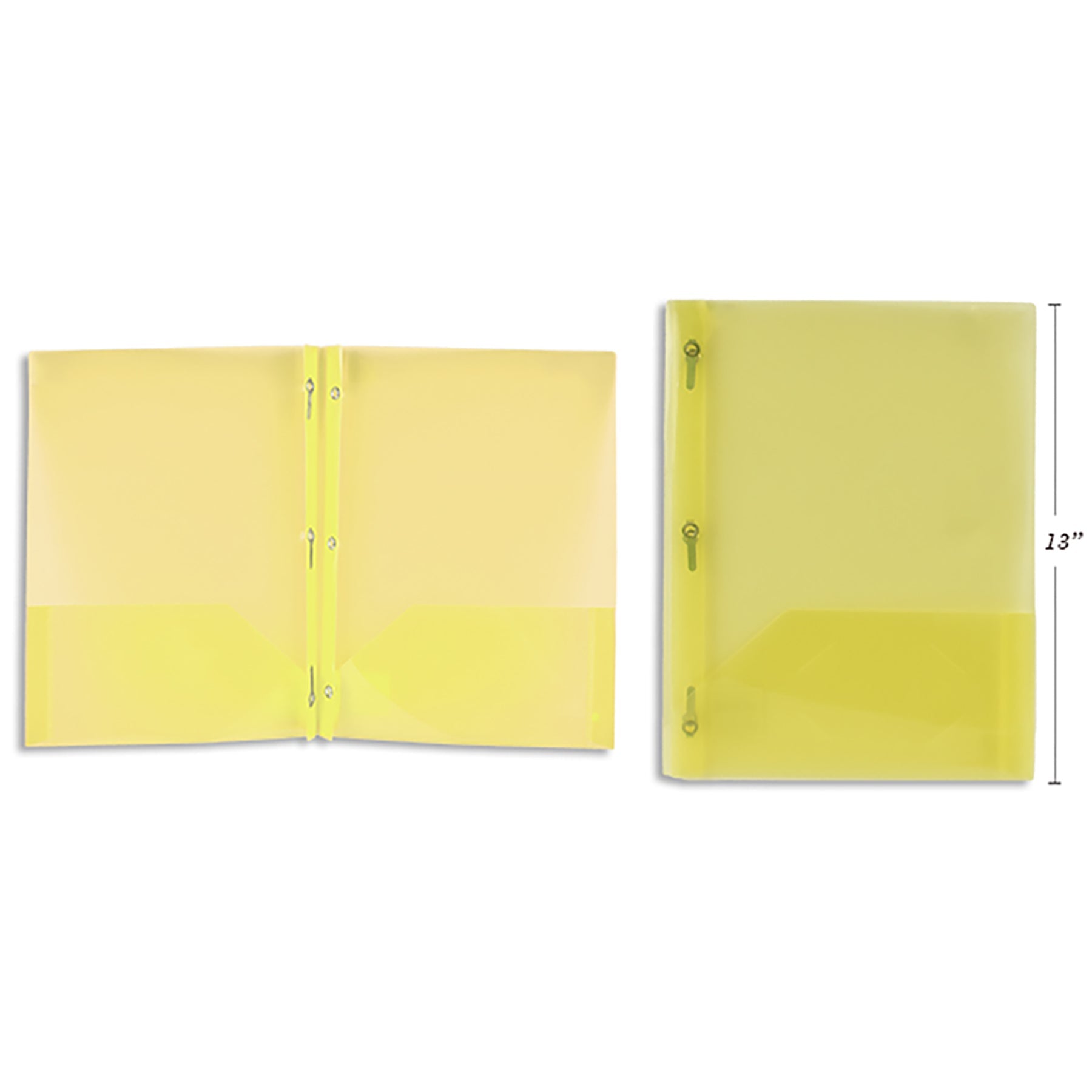 Portfolio Translucent Plastic with 2 Pockets Yellow 8.5x11.25in