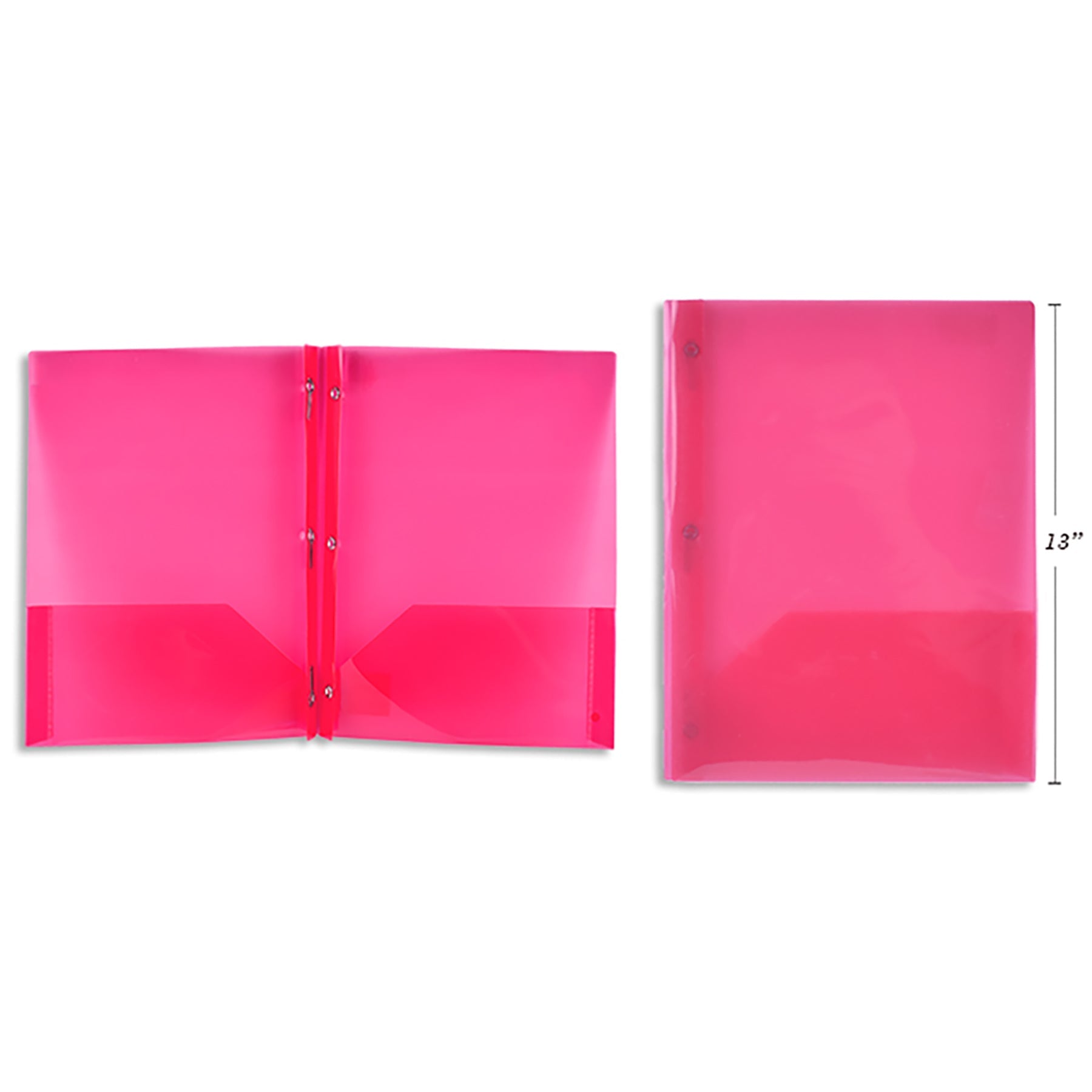 Portfolio Translucent Plastic with 2 Pockets Pink 8.5x11.25in