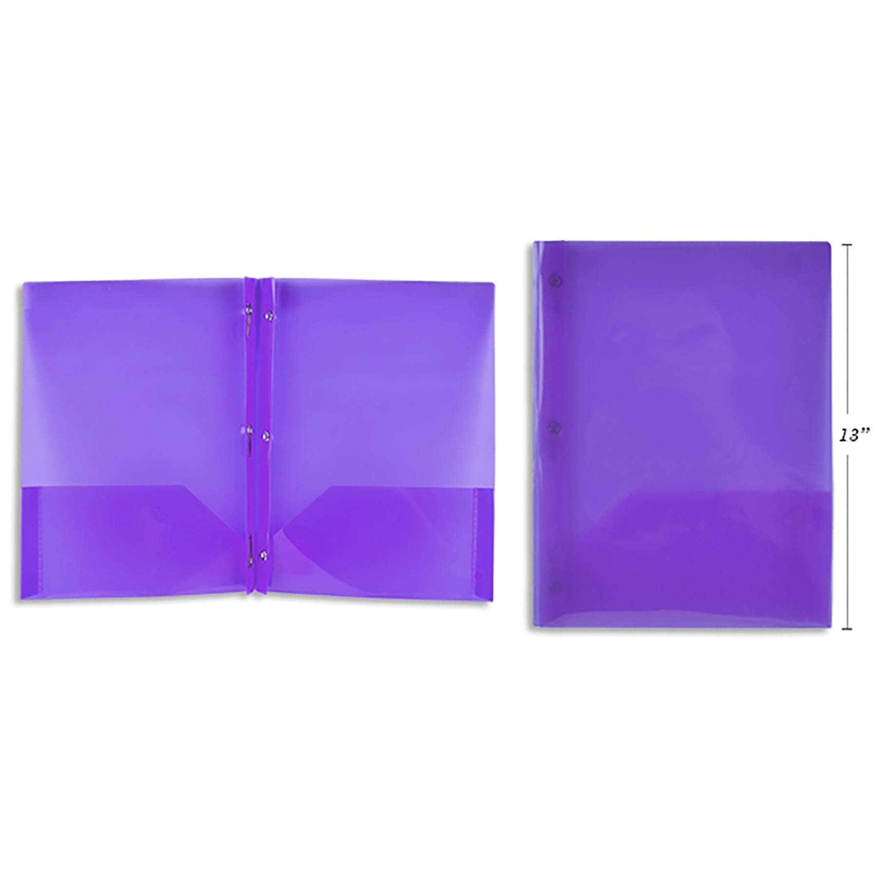 Portfolio Translucent Plastic with 2 Pockets Purple 8.5x11.25in