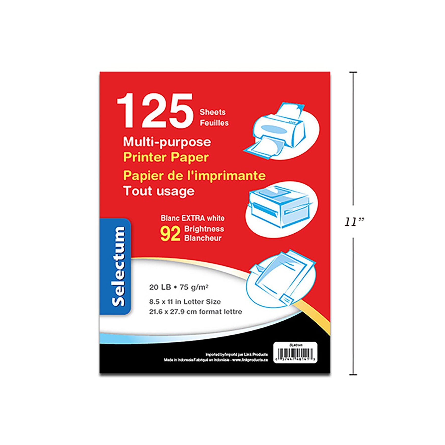 Selectum 125 Sheets Copy Paper White 8.5x11in