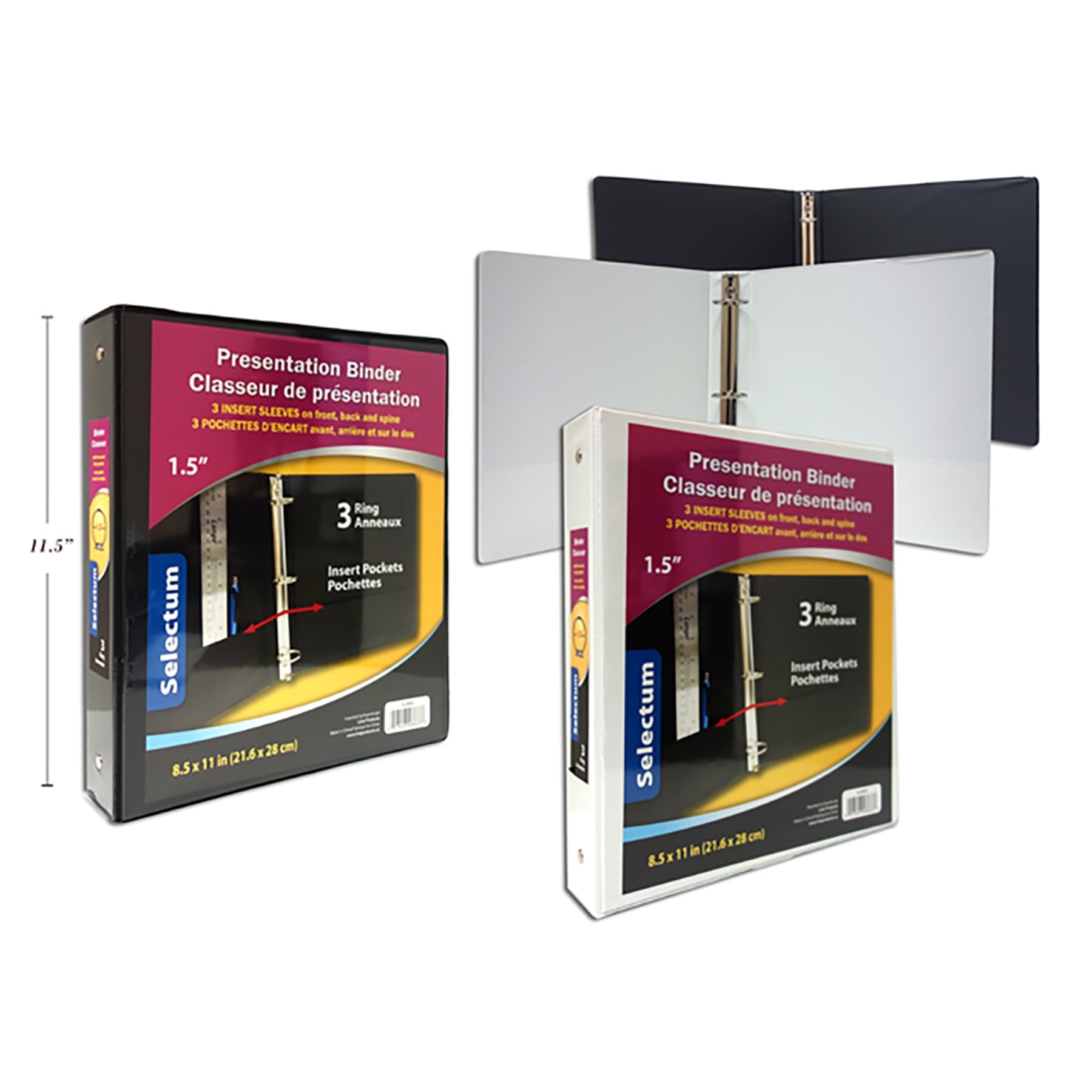 Selectum Presentation Binder 3 Insert Sleeves 8.5x11x1.5in