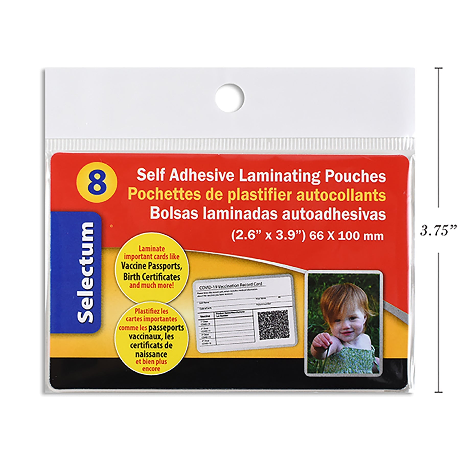 Selectum 8 Laminating Pouchs Acid Free Self-adhesive 2.5x4in