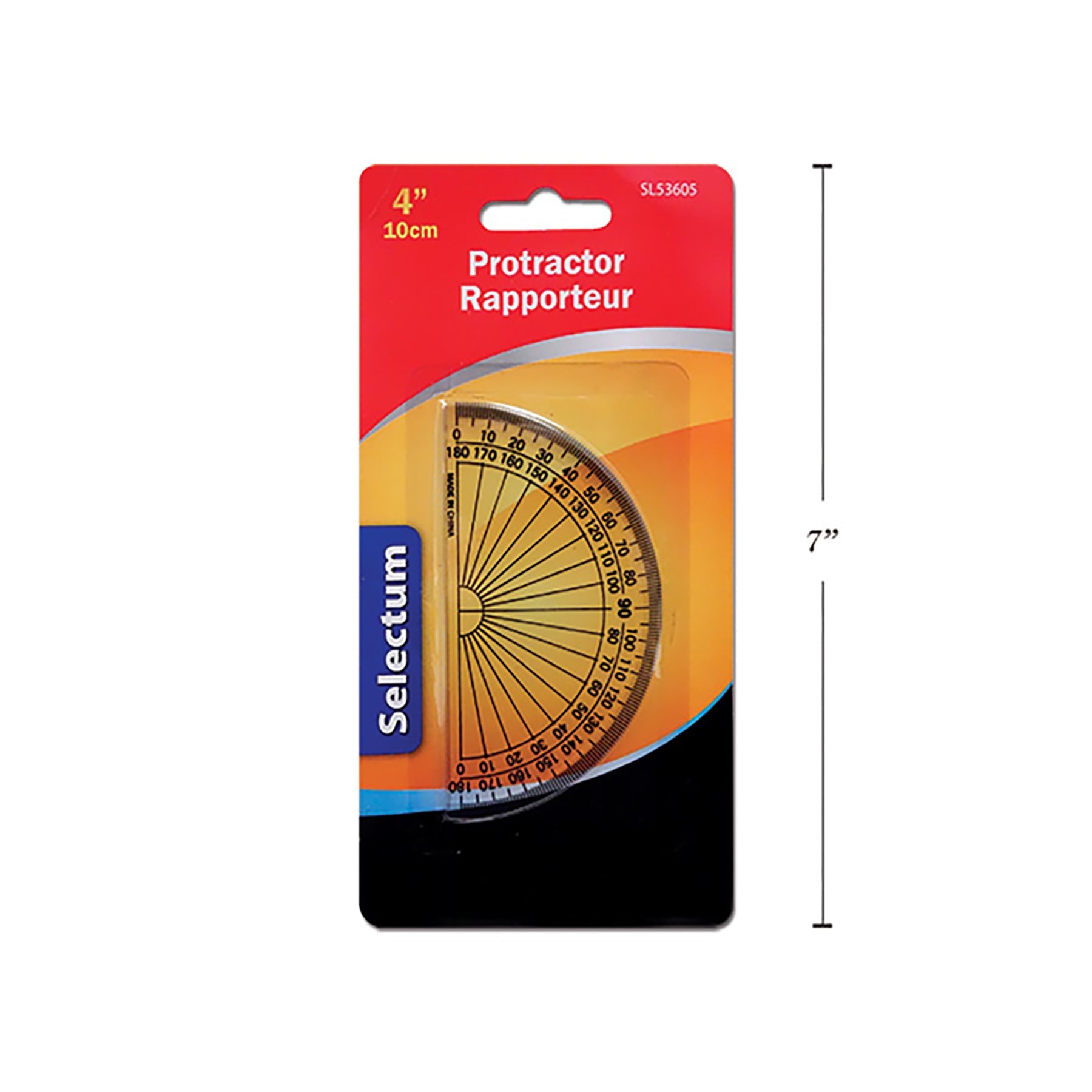 Selectum Protractor Clear Plastic 4in