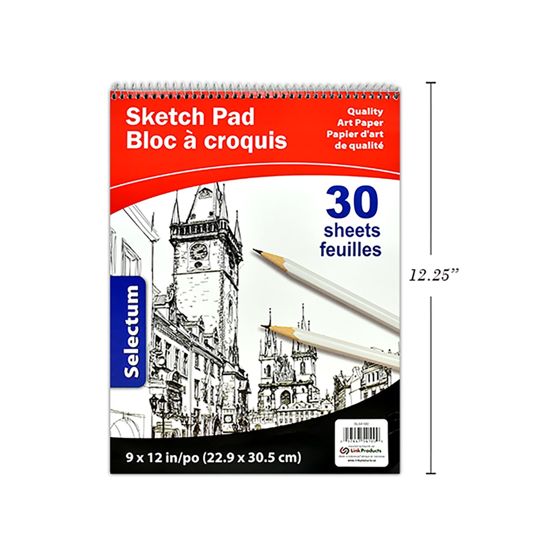 Selectum Sketch Pad 30 Sheets Top Coil Open 9x12in