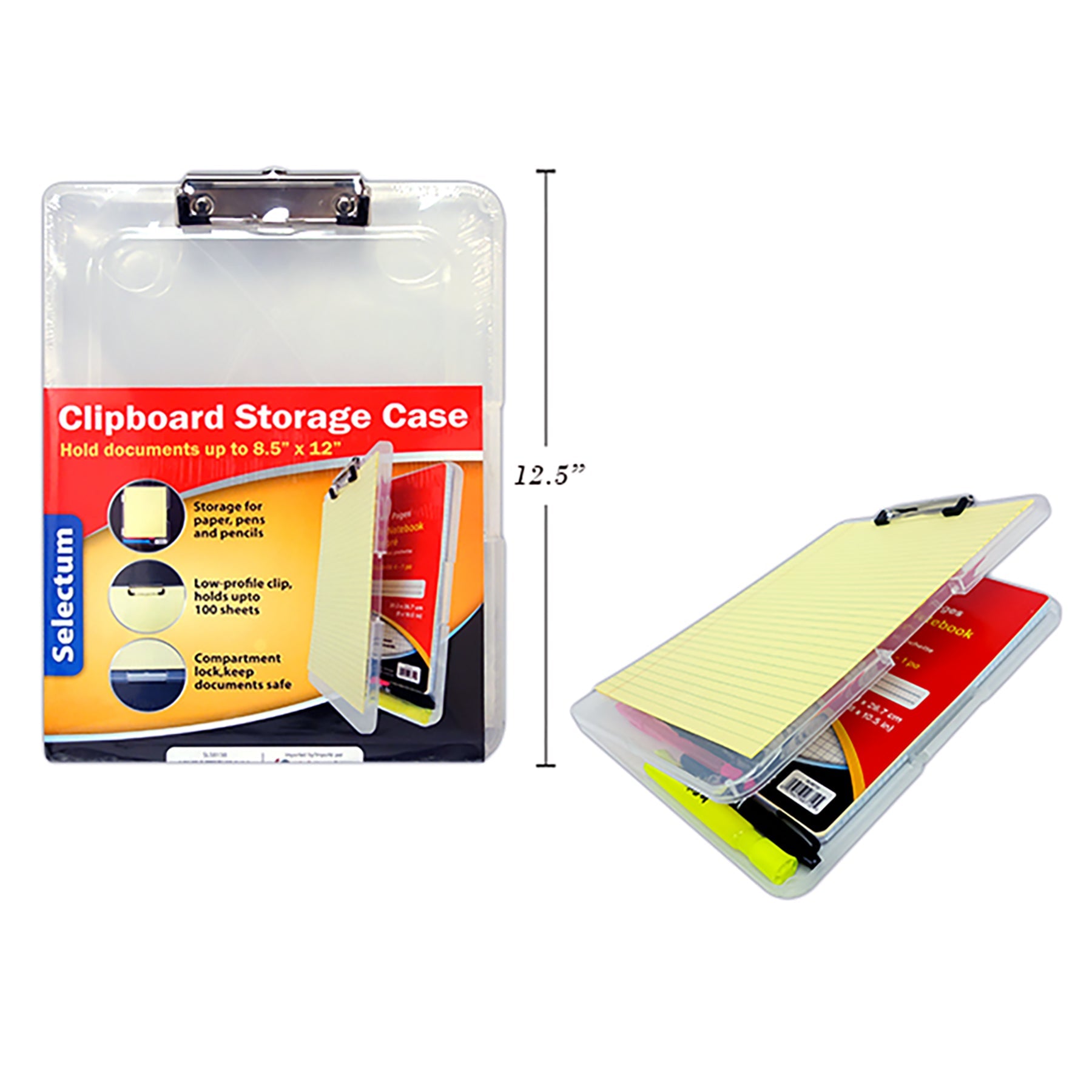 Selectum Clipboard Storage Case Translucent Plastic 9x12in