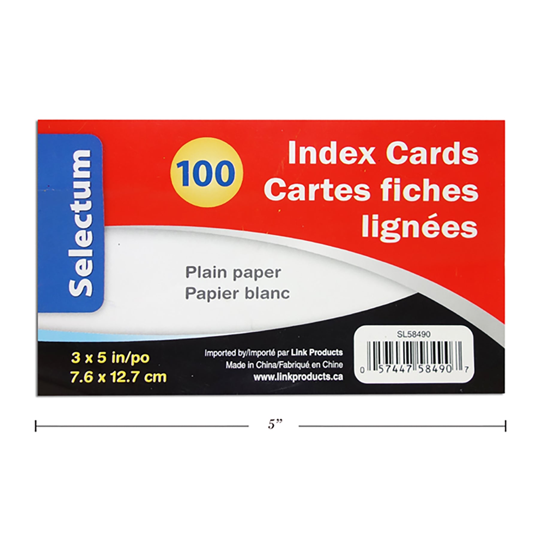 Selectum 100 Index Cards Plain White Paper 3x5in