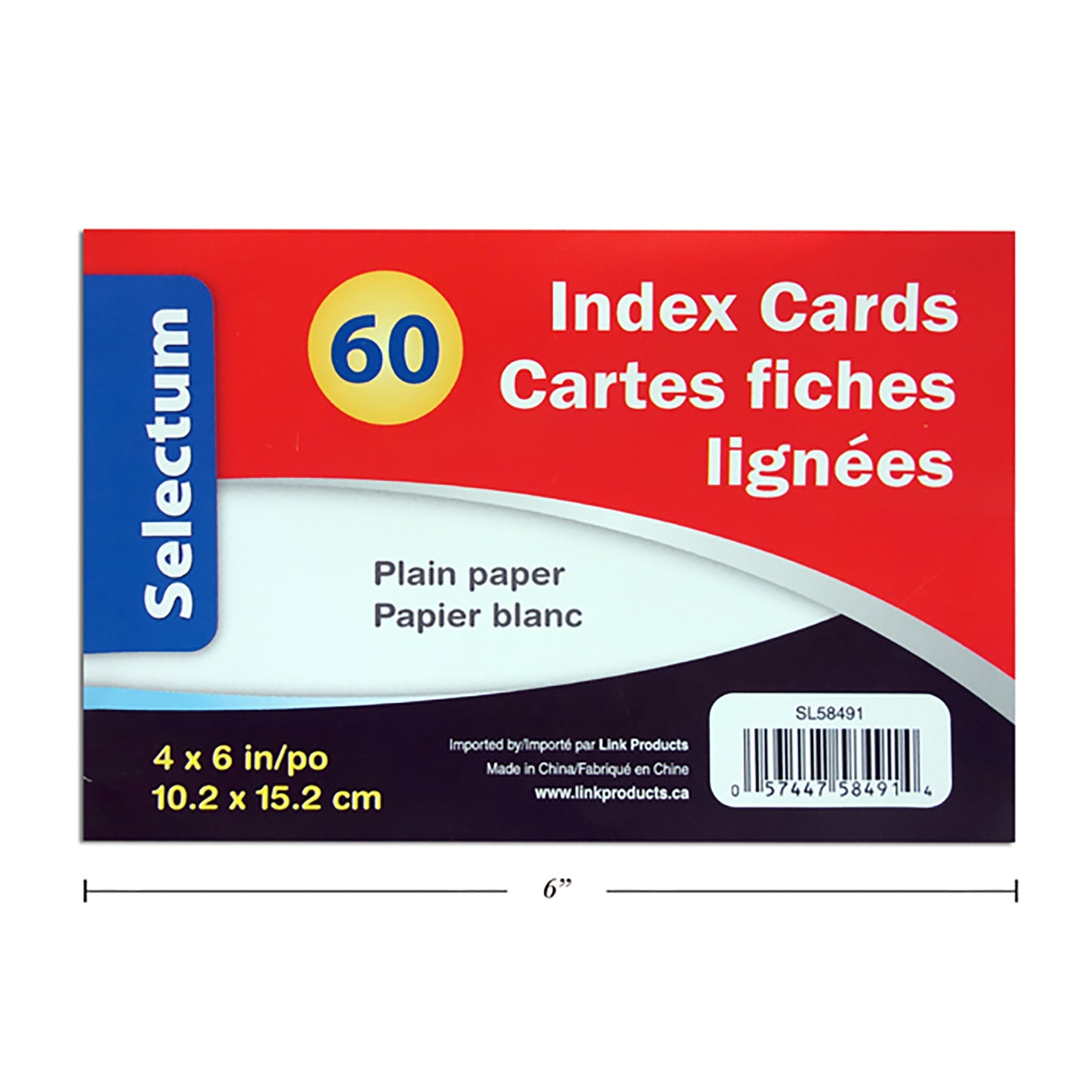 Selectum 60 Index Cards Plain White Paper 4x6in