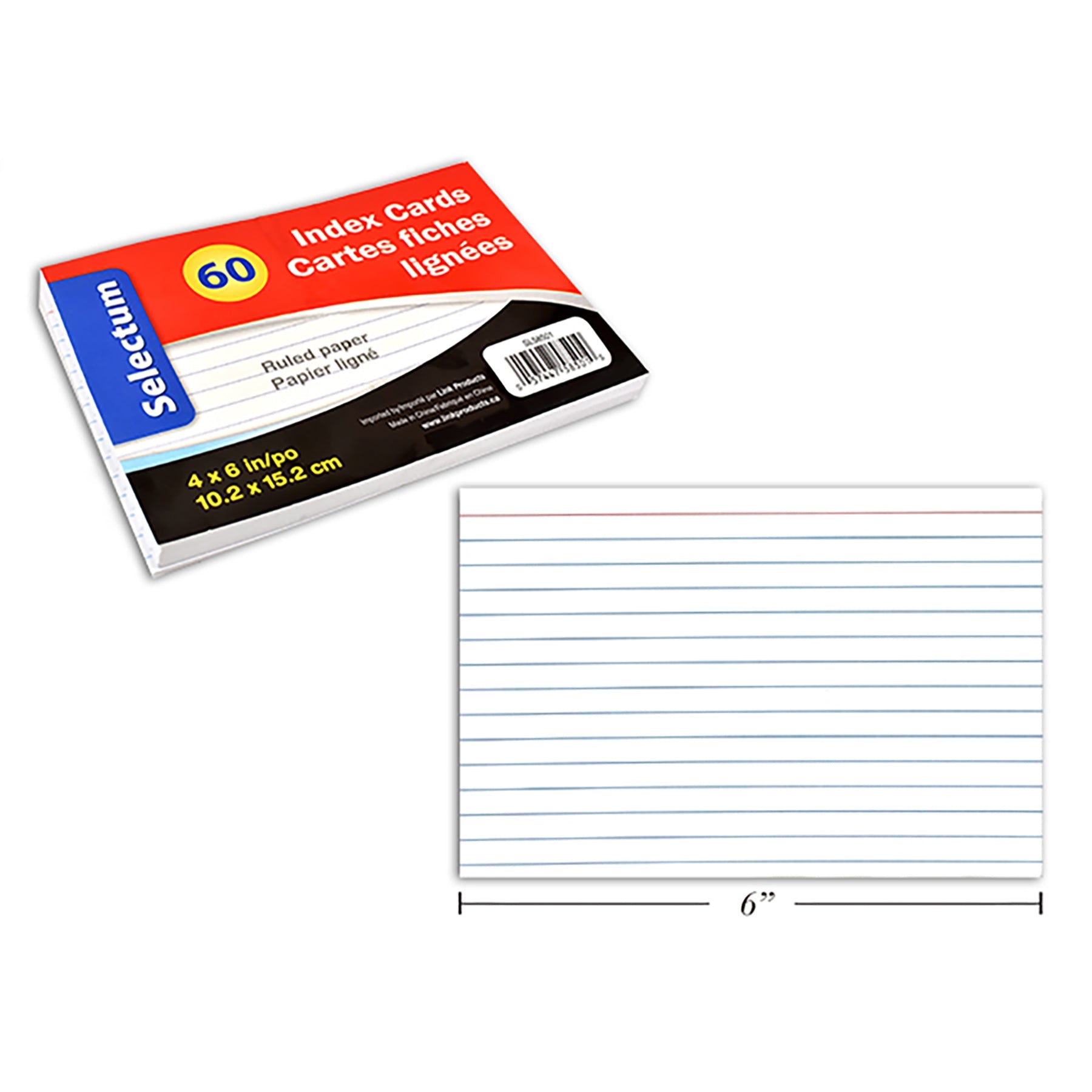 Selectum 60 Index Cards Ruled 1 Side 4x6in