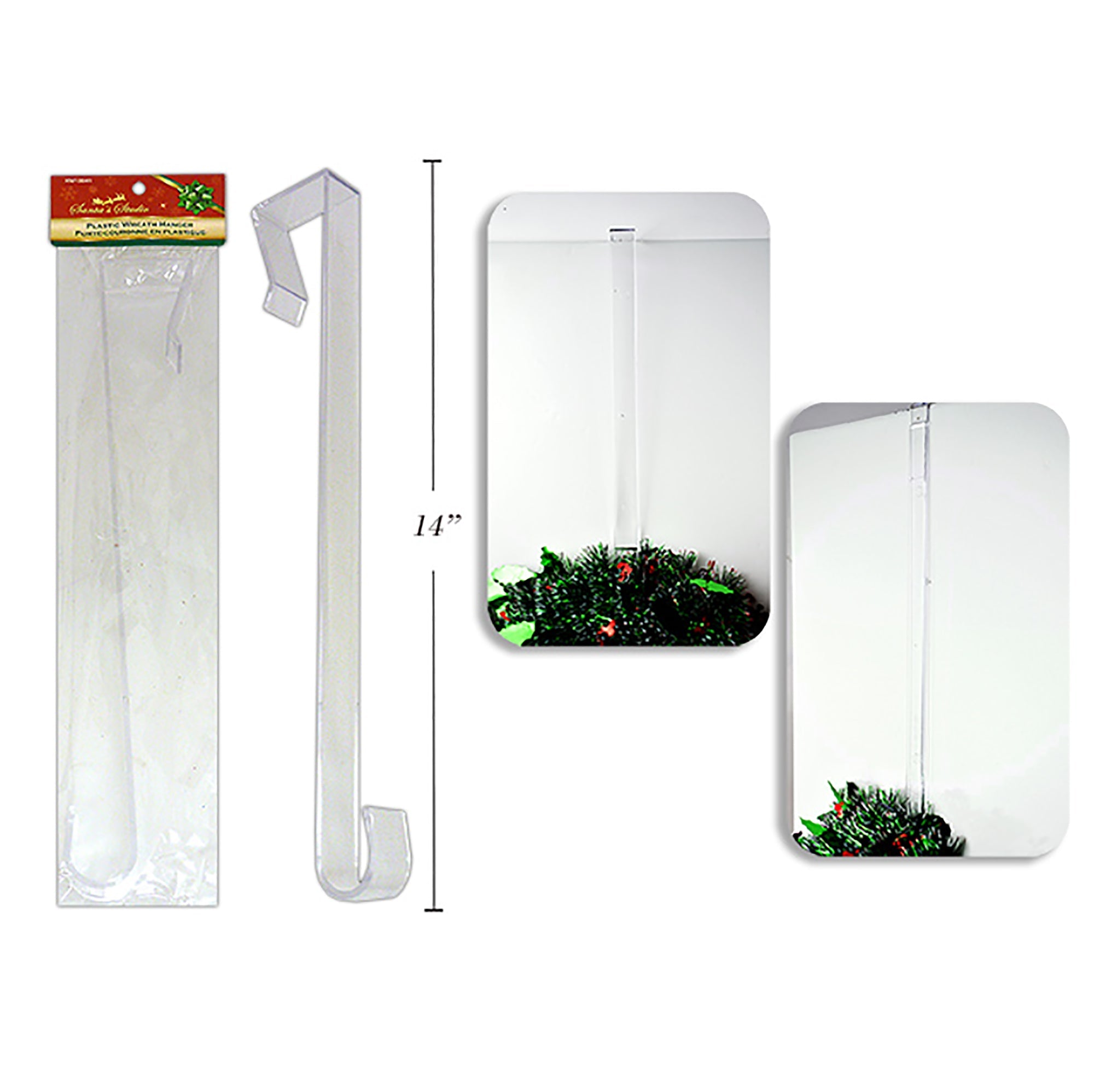 Christmas Clear Plastic Wreath Hanger 14in