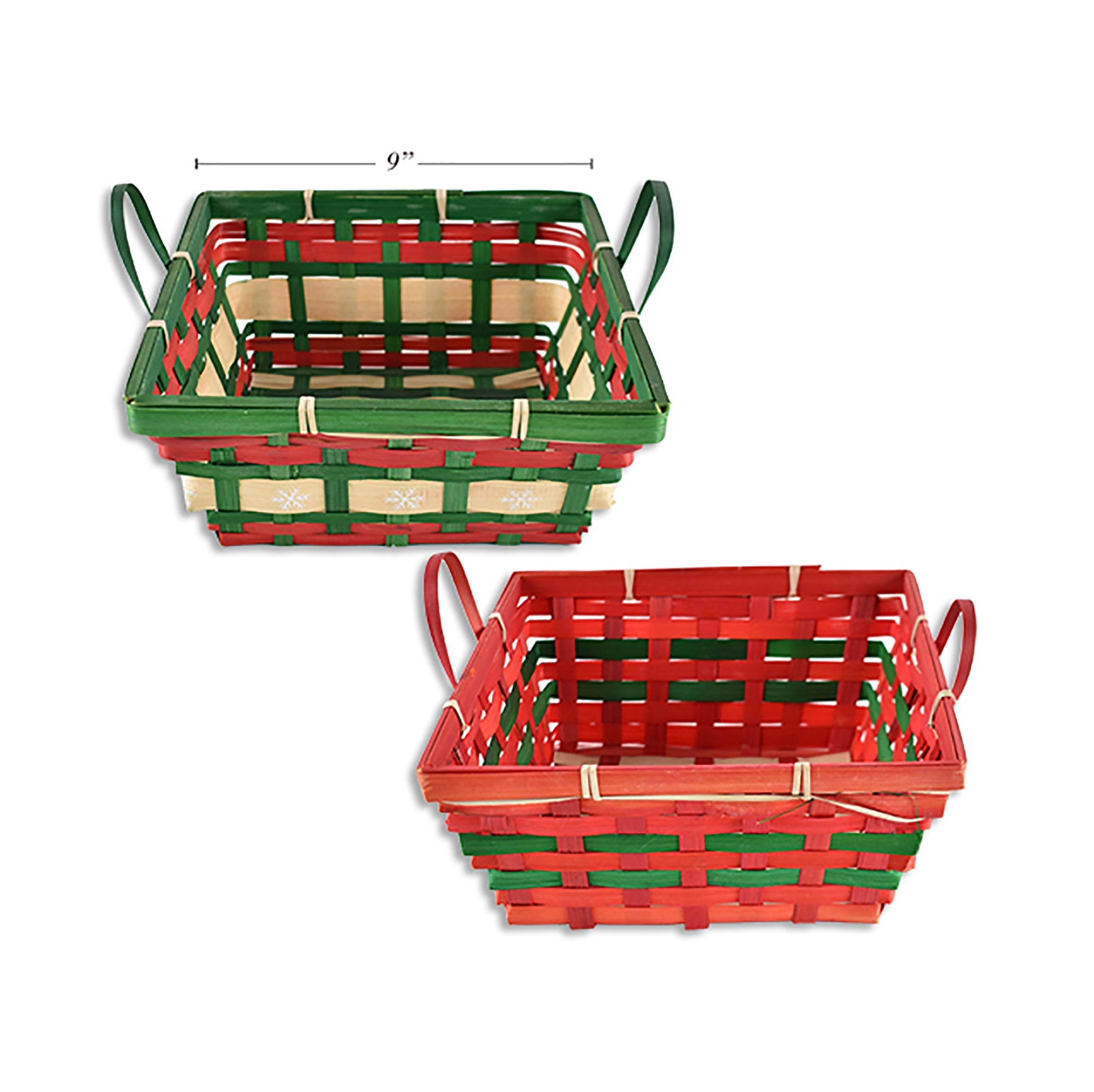 Christmas Square Bamboo Basket 9in VRT