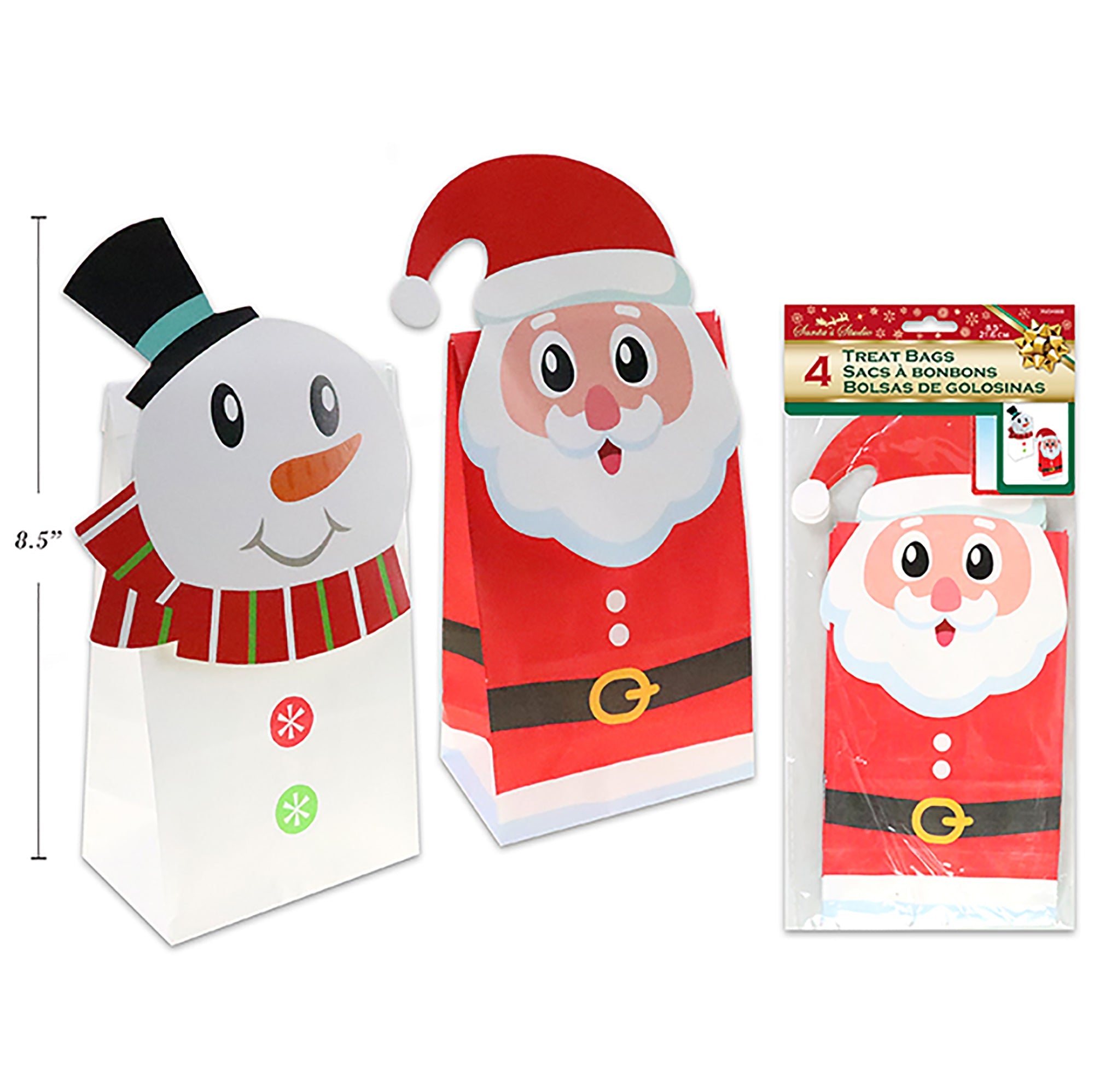 Christmas 4 Die-cut Character Treat Bags 8.5in