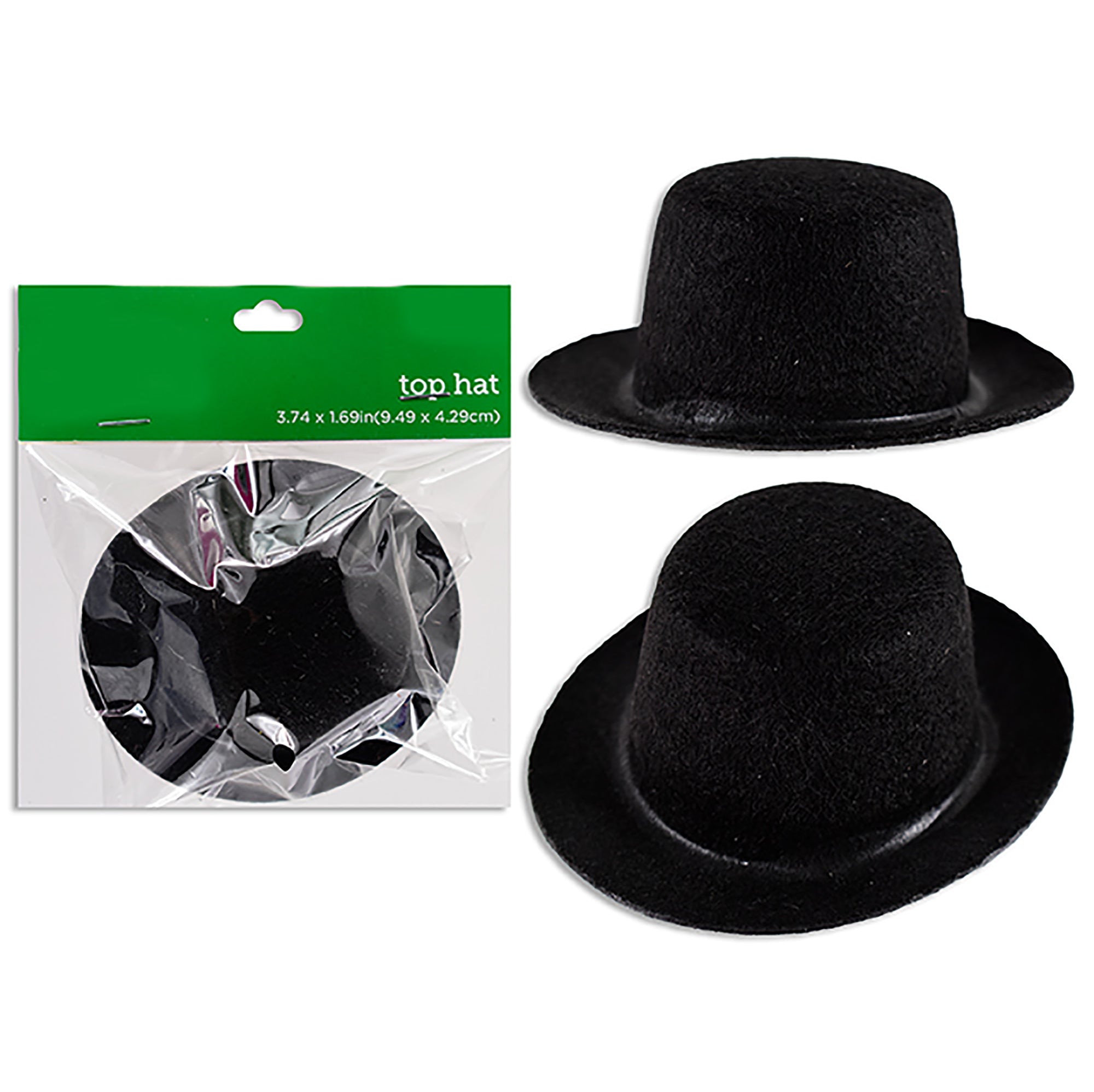 Christmas Black Felt Top Hat 3.7x1.7in