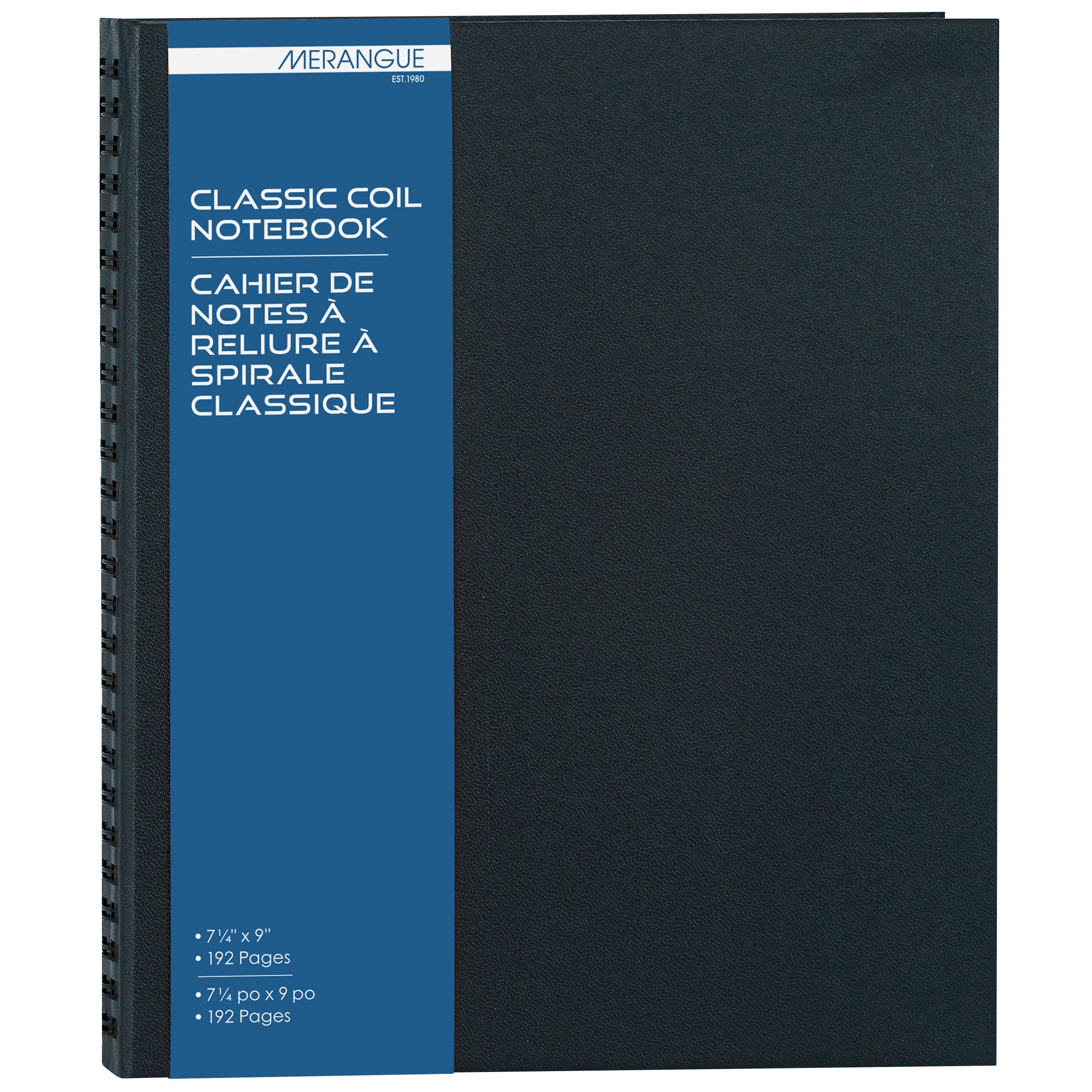 Merangue Classic Coiled Hard Cover Blue Notebook - 192 Pages 7.25x9in