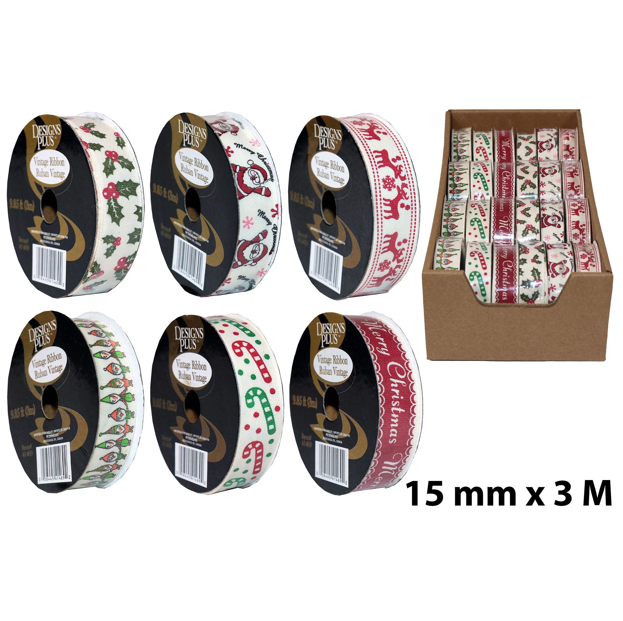 Christmas Vintage Ribbon 0.6x118in VRT