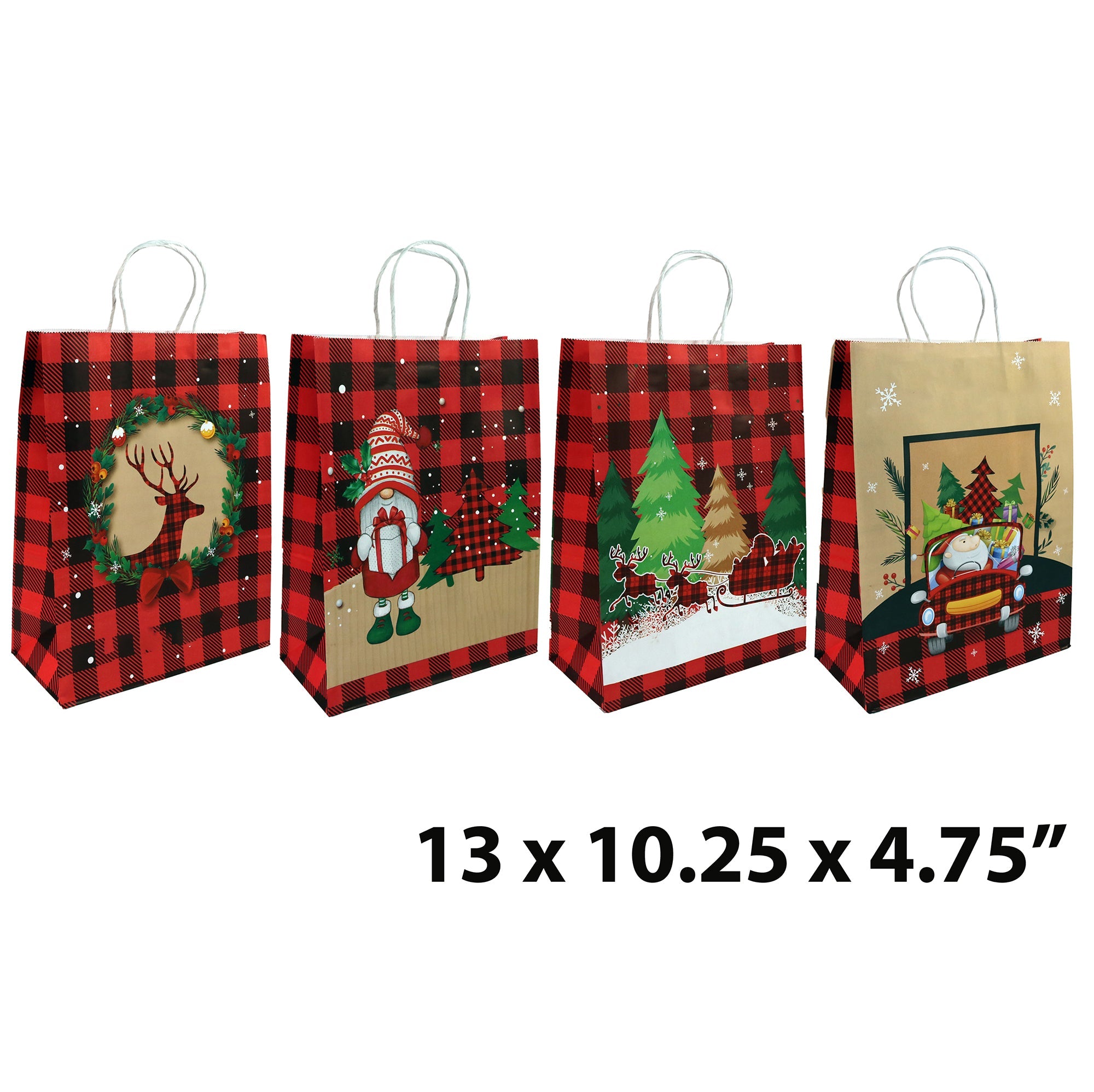 Christmas Jumbo Printed Kraft Gift Bag with No Words Printed On 13x10.25x4.75in VRT