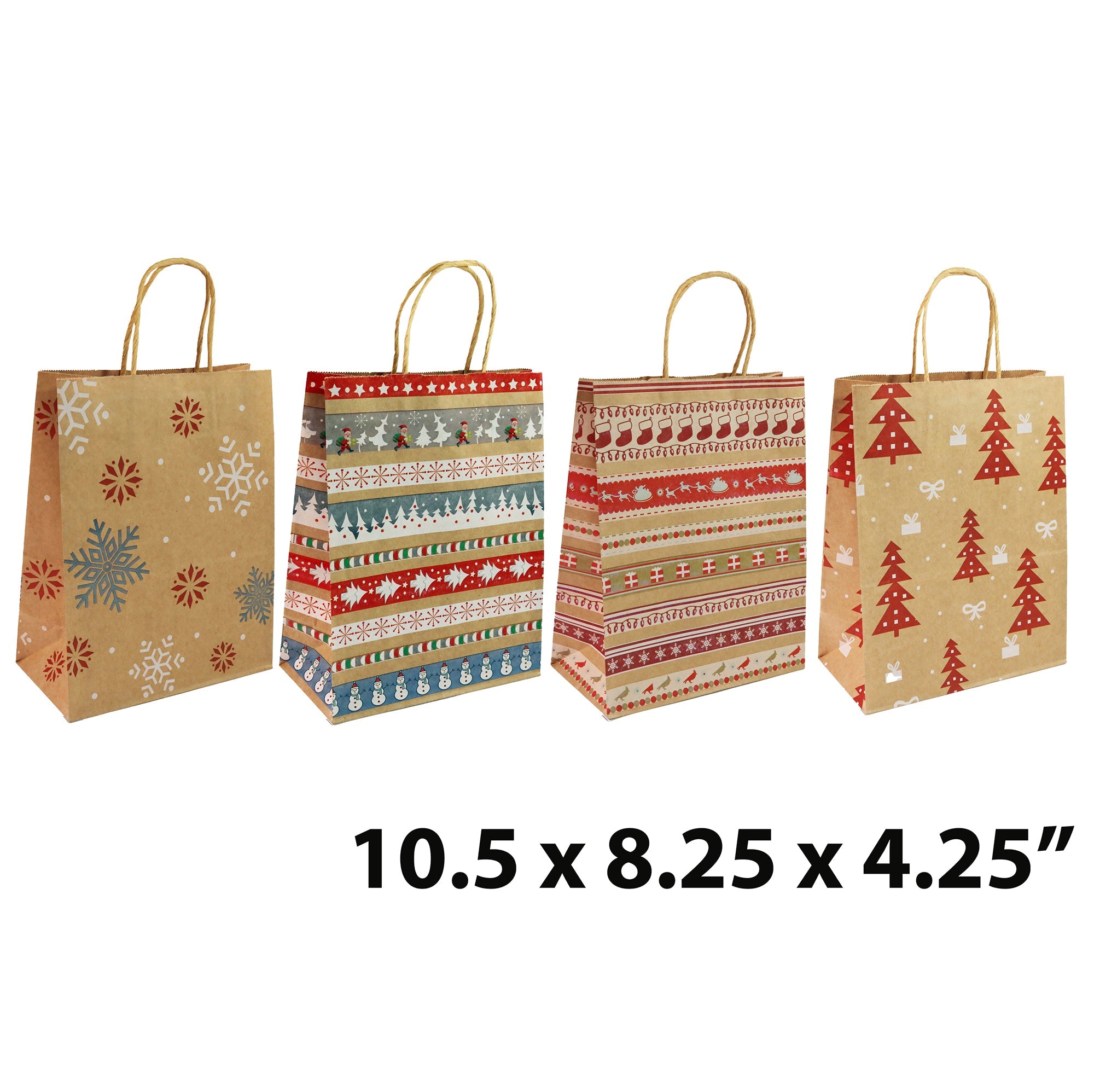 Christmas Large Printed Kraft Gift Bag 10.5x8.25x4.25in VRT