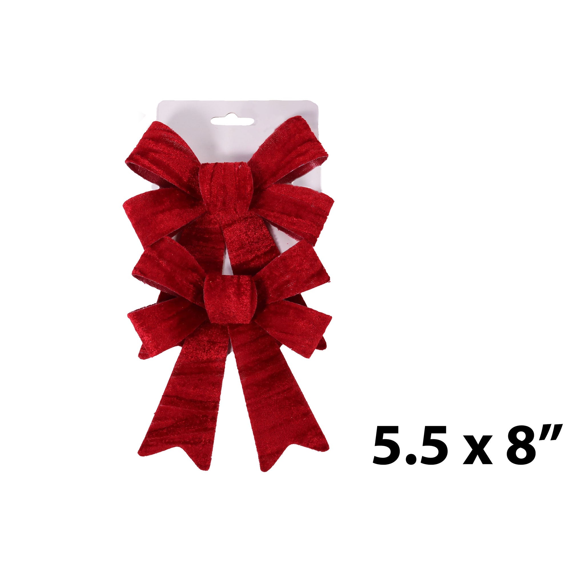 Christmas 2 Red Printed PVC Bows 5.5x8in