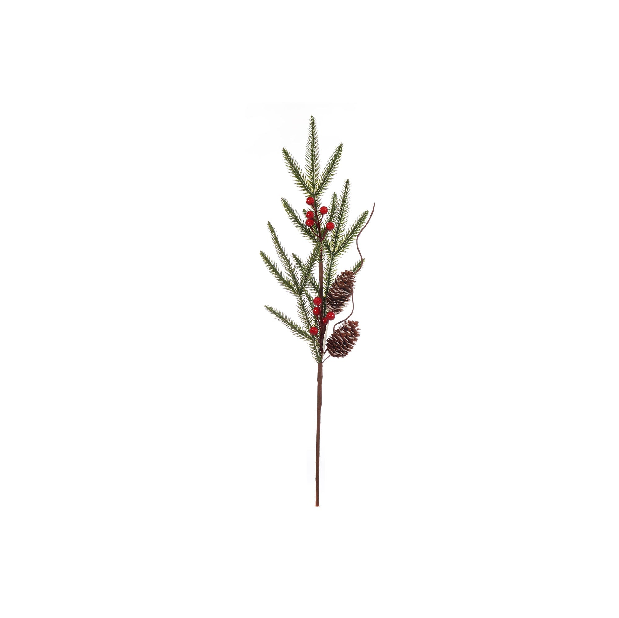 Christmas Fir Stem with Berries and 2 Cones 23.6in