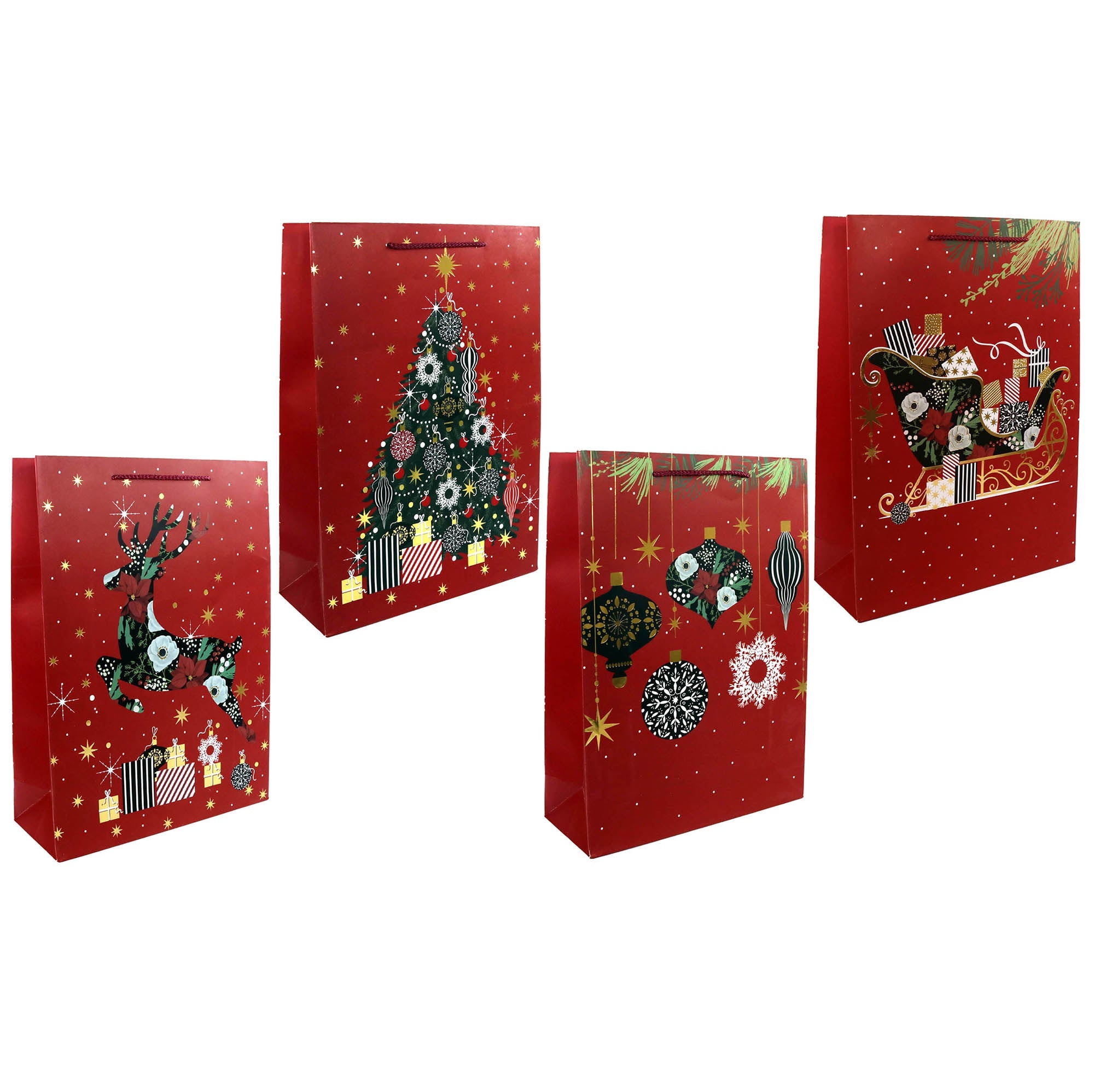 Christmas Deluxe Jumbo Hot Stamp Gift Bag 12.4x16.8x4.8in VRT