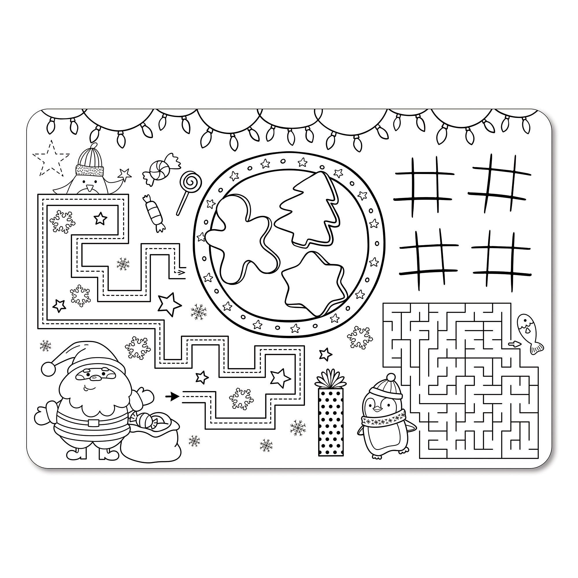 Christmas Color Me Holiday Games Placemat - 100% Polypropylene 12x18in (30x46cm)