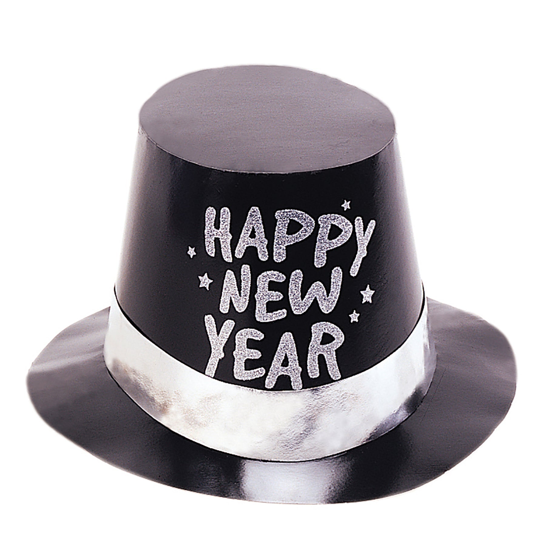 New Year Foil Glitter Black Plastic Top Hat