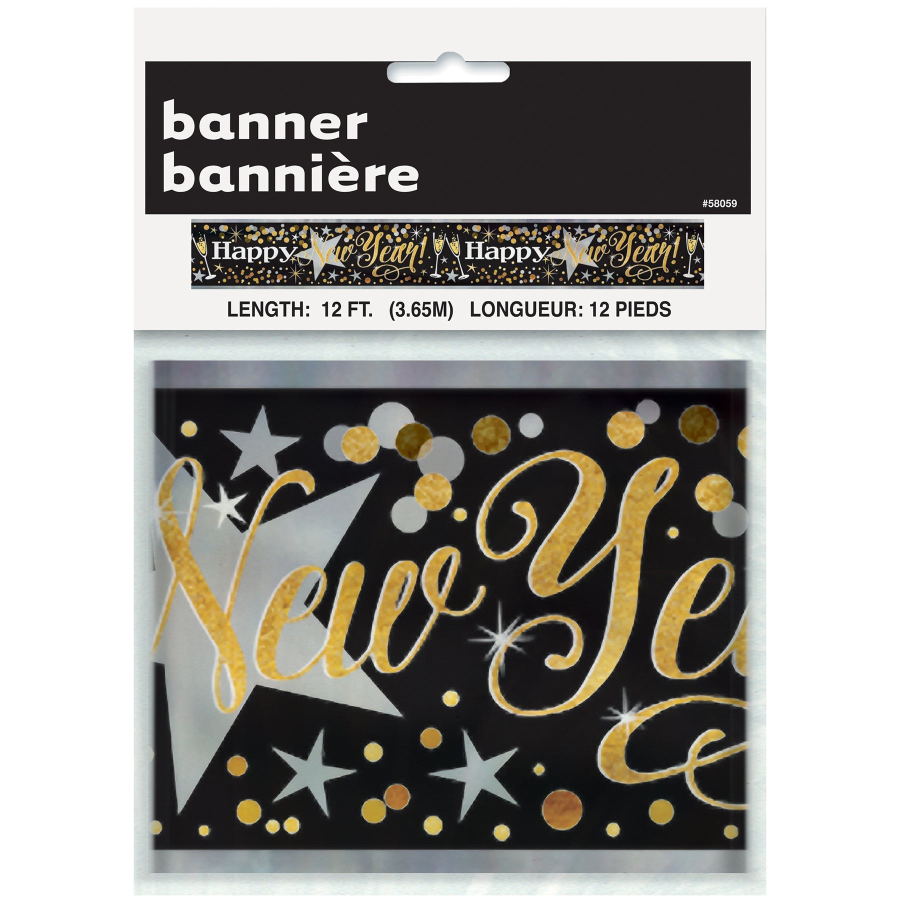 New Year Glittering Foil Banner 144in